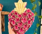 Large Wood Rosas Sagrado Corazon