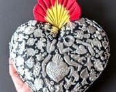 XXL Black Silver Milagritos 8.5"x 9.5"