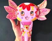 Wood Axolotl Tallado Pink 8"x 9"x 1.25"