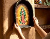Retablo Guadalupe 10"x 13"x 2"