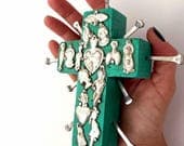 Cruz Vintage Clavos Milagritos 6"x 8"x 1.5"