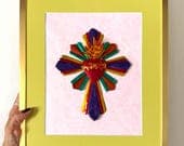 Framed Tin Cross 11.5"x 14.5"
