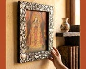 Oleo Retablo Maria y Nino con Milagritos