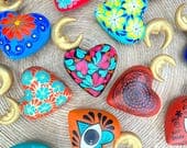 Ceramic Luna Heart Folk Art