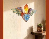 Handmade Ceramic Heart with Wings 15"(long)