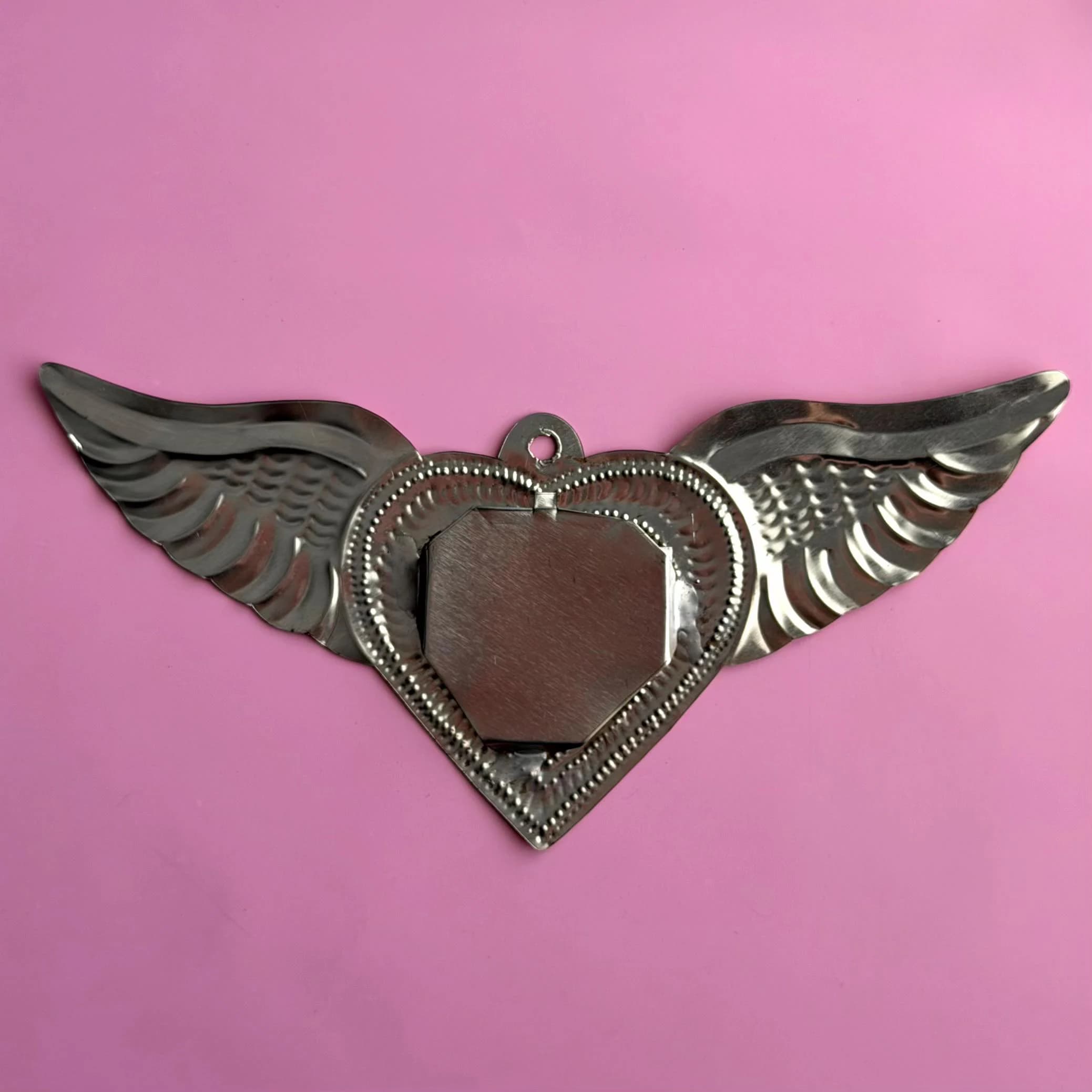 Tin Ex-Voto Charm, Statement Wall Art, Nicho San Miguel Arcangel 8"(long)