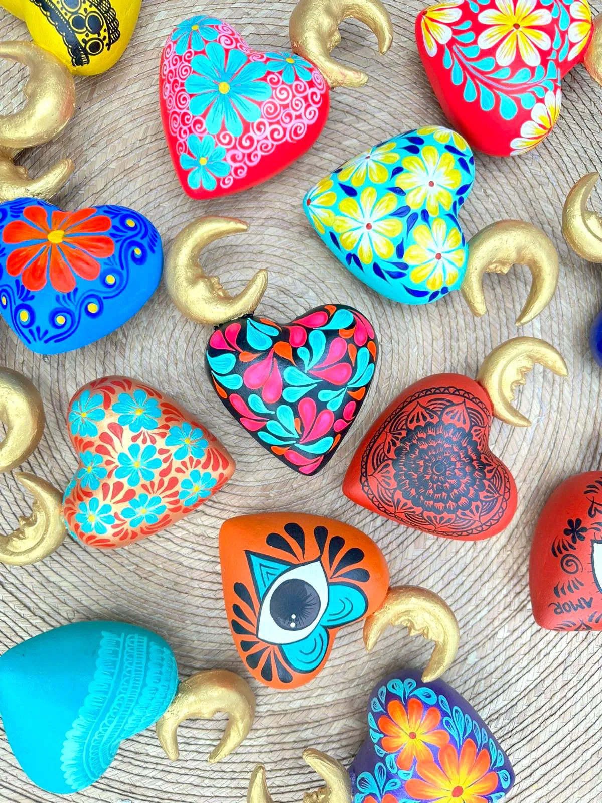 Ceramic Luna Heart Folk Art