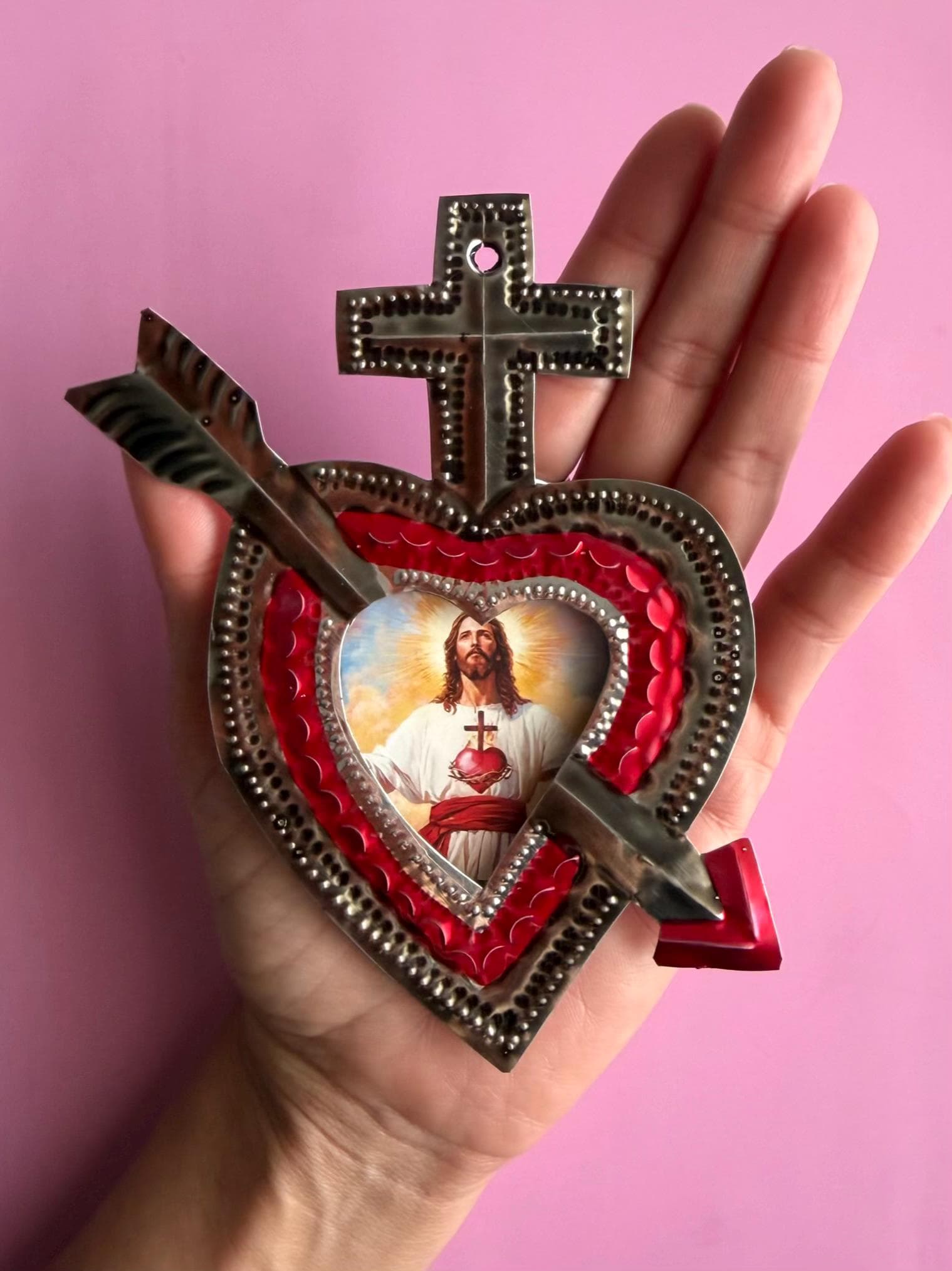 Milagro Heart Art, Gift For Mom, Nicho Jesus Christ