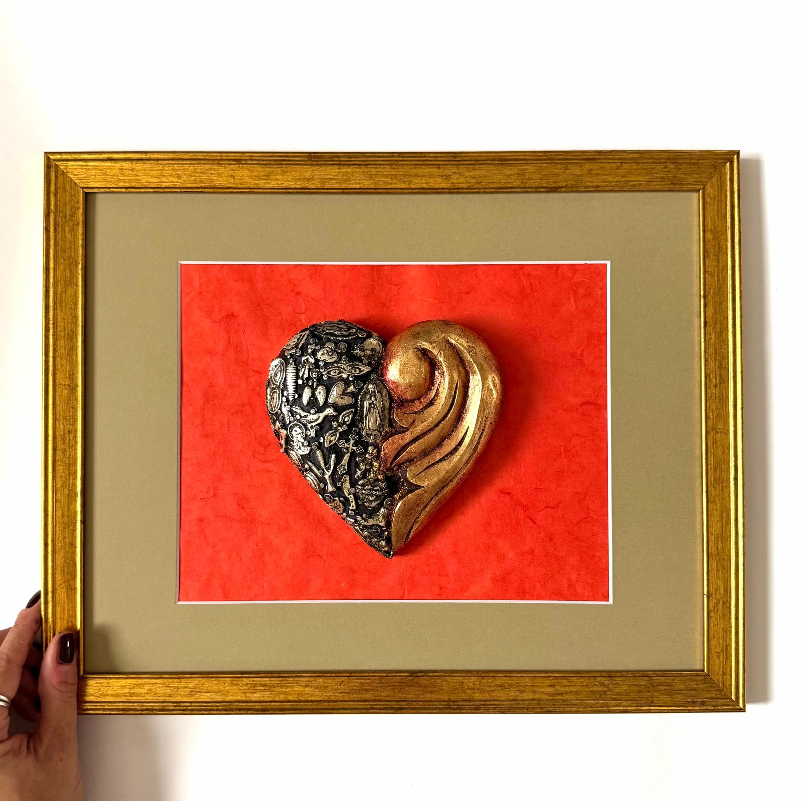 Guadalupe Devotional Art, Confirmation Gift, Framed Vintage Guadalupe Red 15.25"x 12.25"