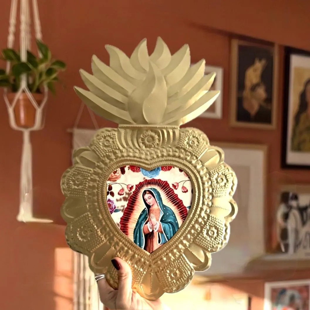 Guadalupe Devotional Art, Housewarming Gift, XL Nicho Guadalupe Gold 15"(tall)