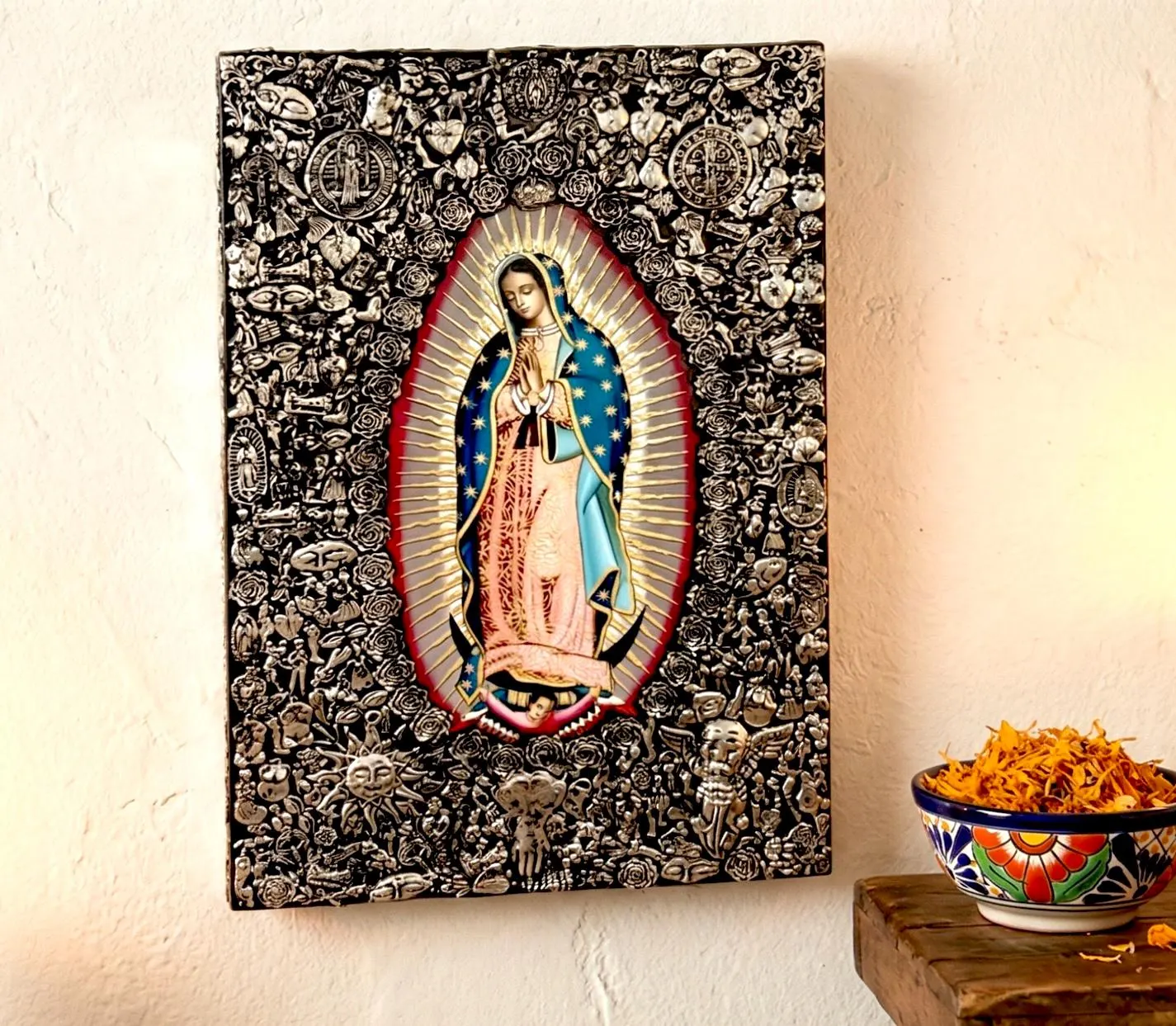 Guadalupe Retablo Art, Confirmation Gift, MAXI Oleo Retablo Guadalupe 24"(tall)