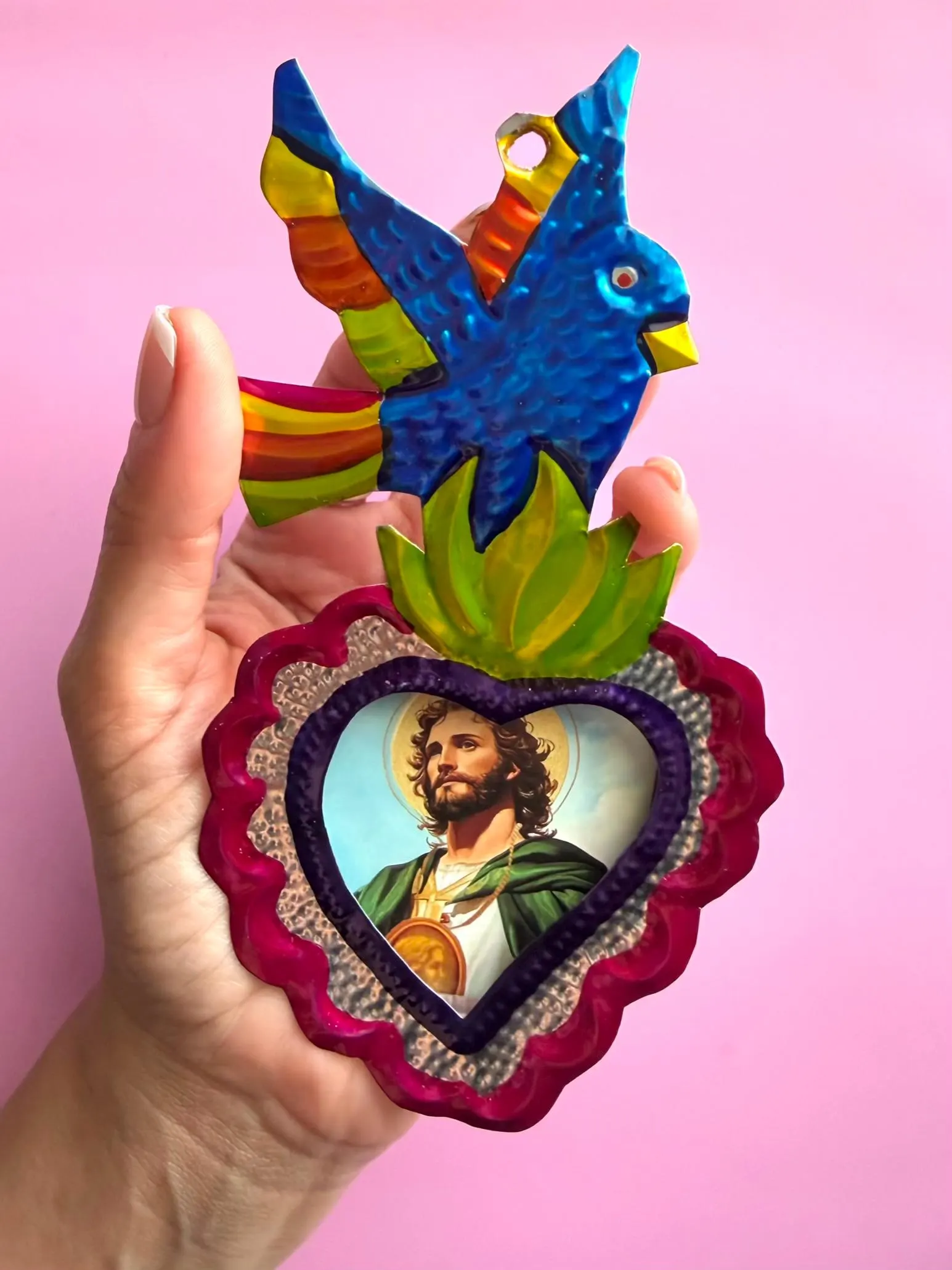 Milagro Heart Art, Gift For Mom, Nicho Jesus Christ