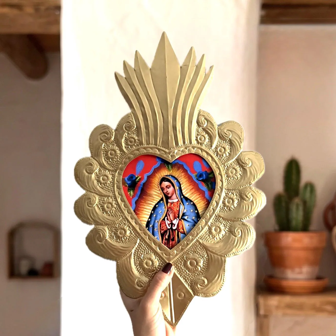 Our Lady Art, Catholic Gift, XL Nicho 15"(tall) Guadalupe Gold