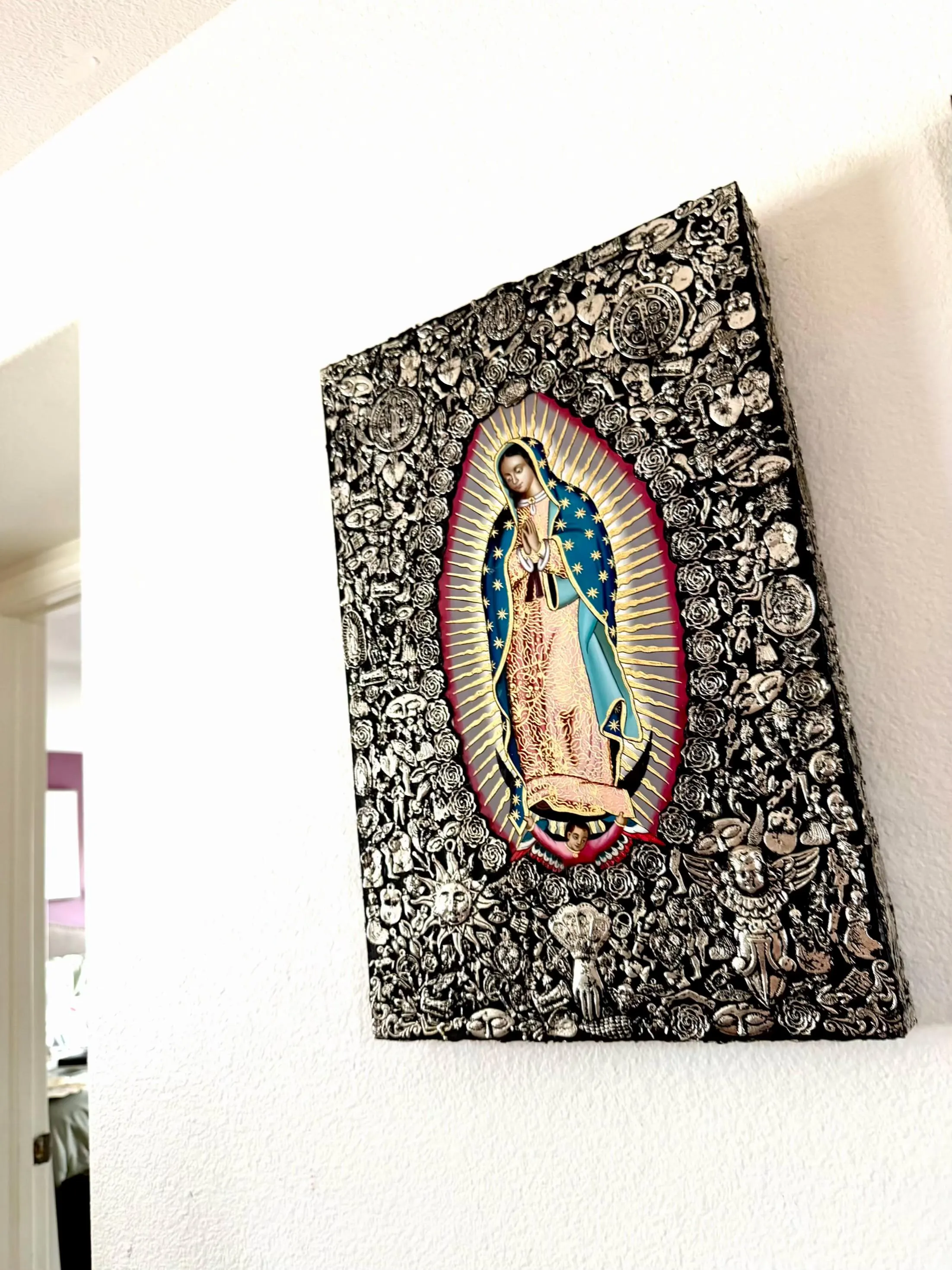 Guadalupe Retablo Art, Confirmation Gift, MAXI Oleo Retablo Guadalupe 24"(tall)