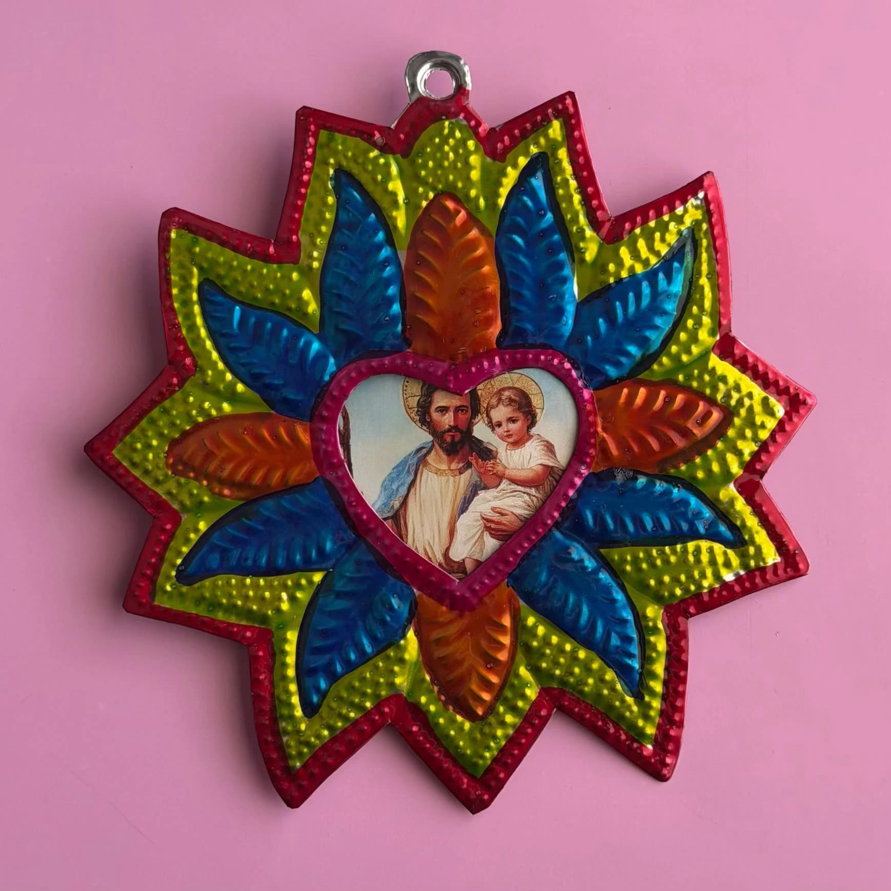 Tin Ex-Voto Charm, Gift For Her, Nicho Saint Christopher