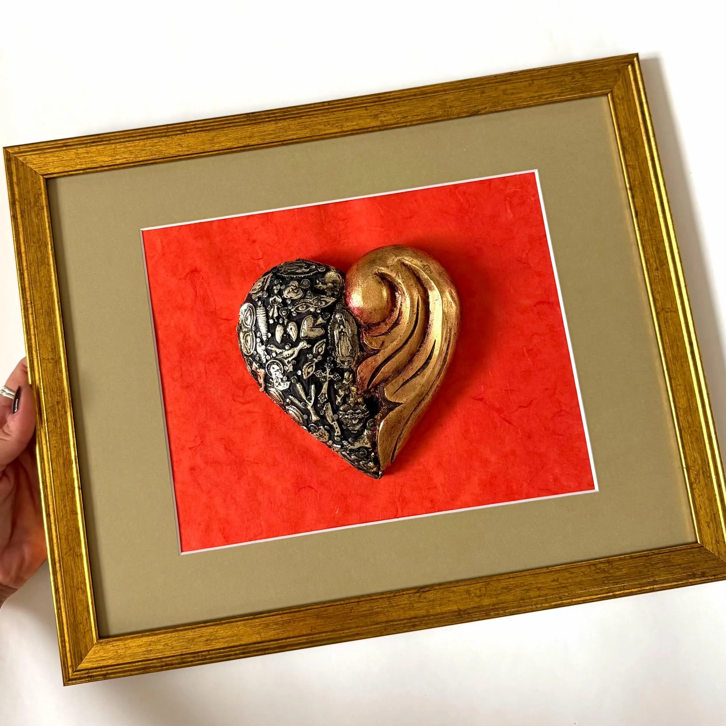 Guadalupe Devotional Art, Confirmation Gift, Framed Vintage Guadalupe Red 15.25"x 12.25"