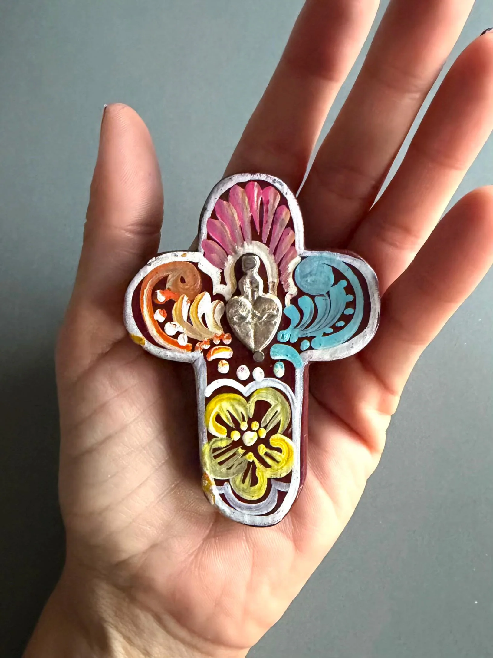 Pierced Tin Charm, Boho Wall Decor, Mini Decorada 3"