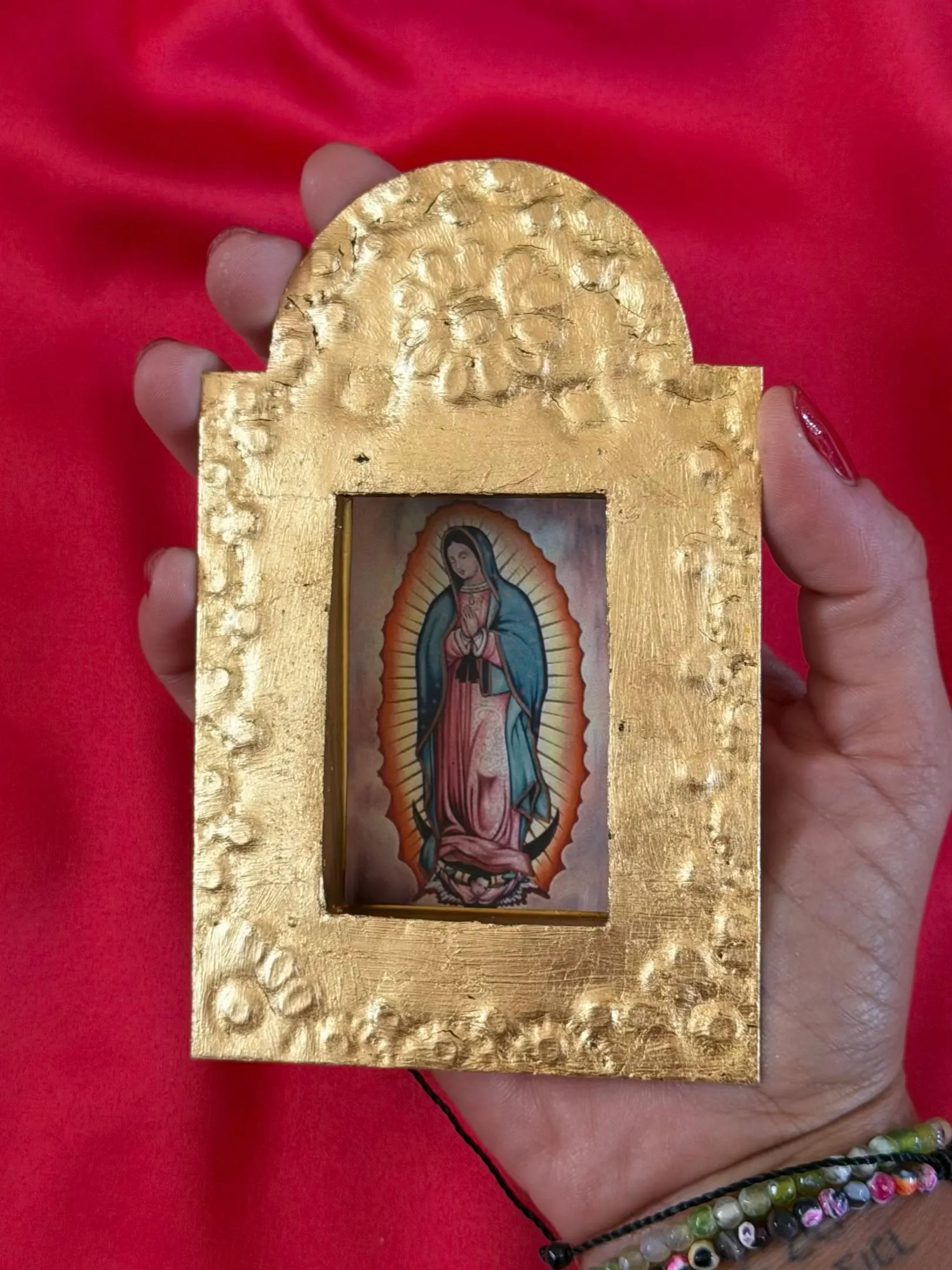 Hand-cut Tin Nicho Guadalupe Small, Mexican Folk Art Hacienda Decor Niche 5.5”