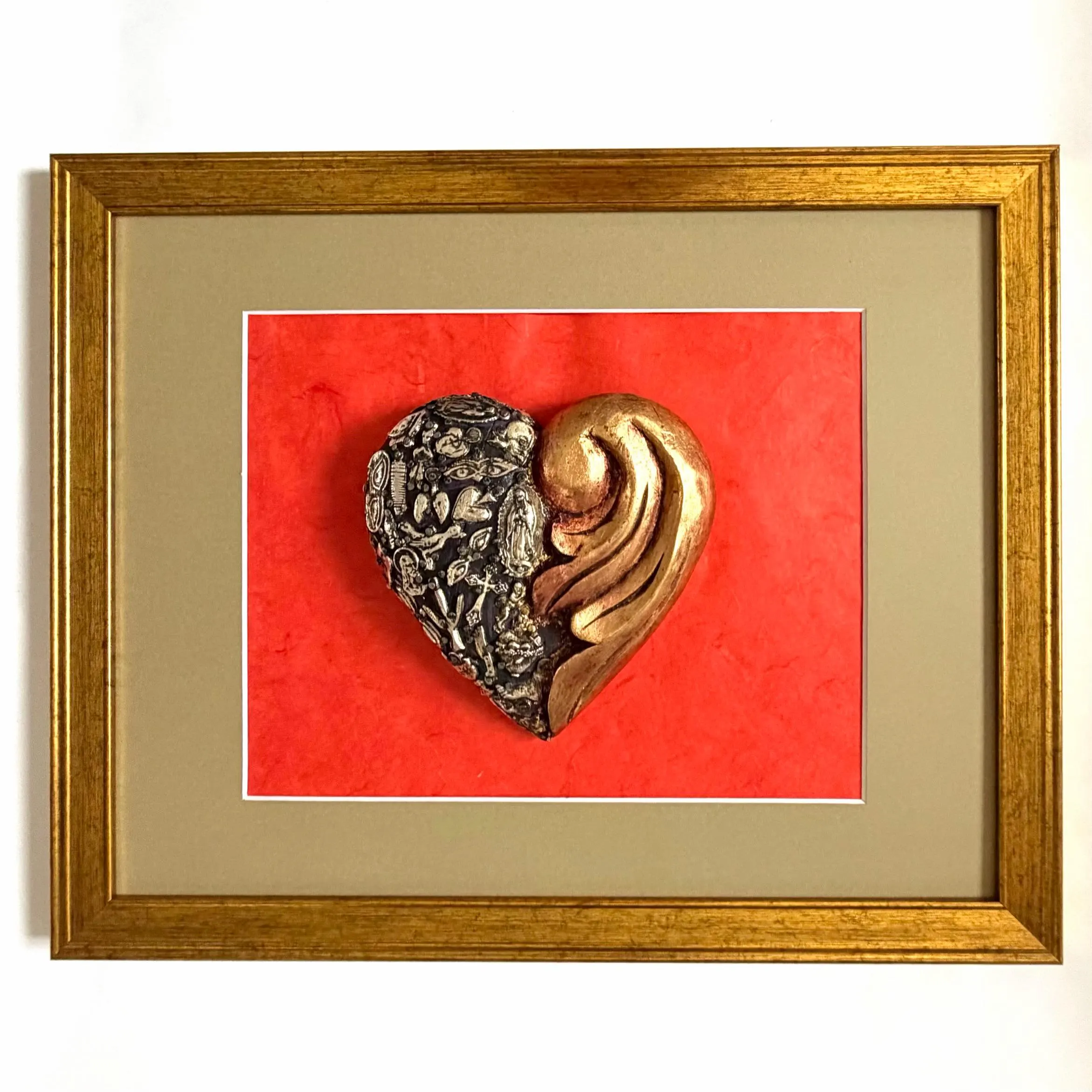 Guadalupe Devotional Art, Confirmation Gift, Framed Vintage Guadalupe Red 15.25"x 12.25"