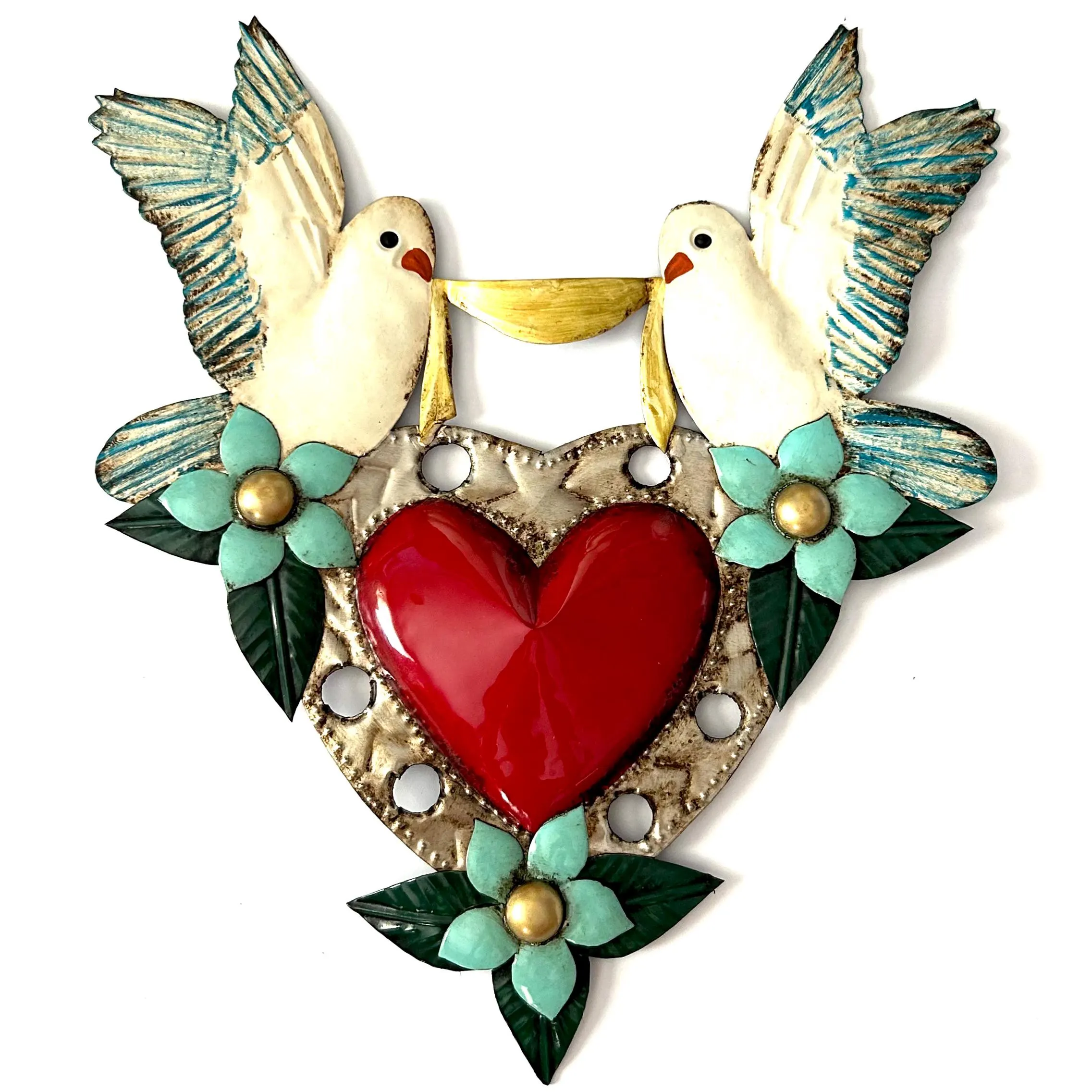 Boho Mexican Folk Art Heart, For Ever In-Love, XL Dos Quetzales 12”