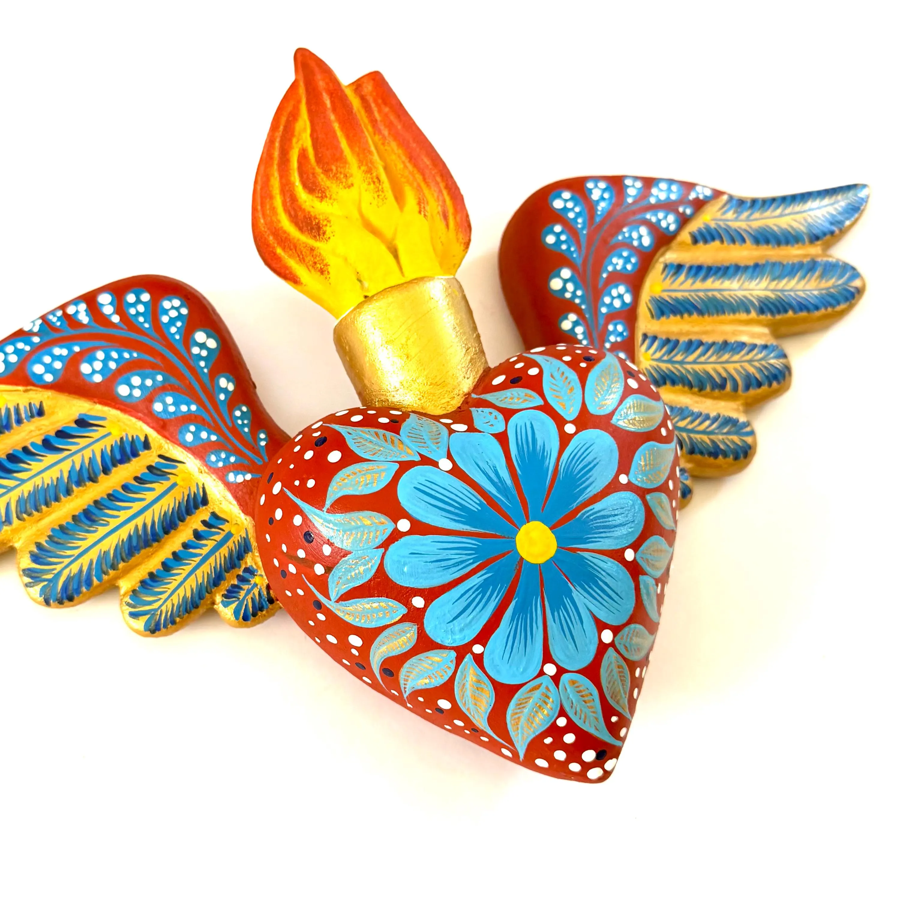 Ceramic Sacred Heart, Unique Gift For Her, Handmade Ceramic Heart with Wings 15"(long)