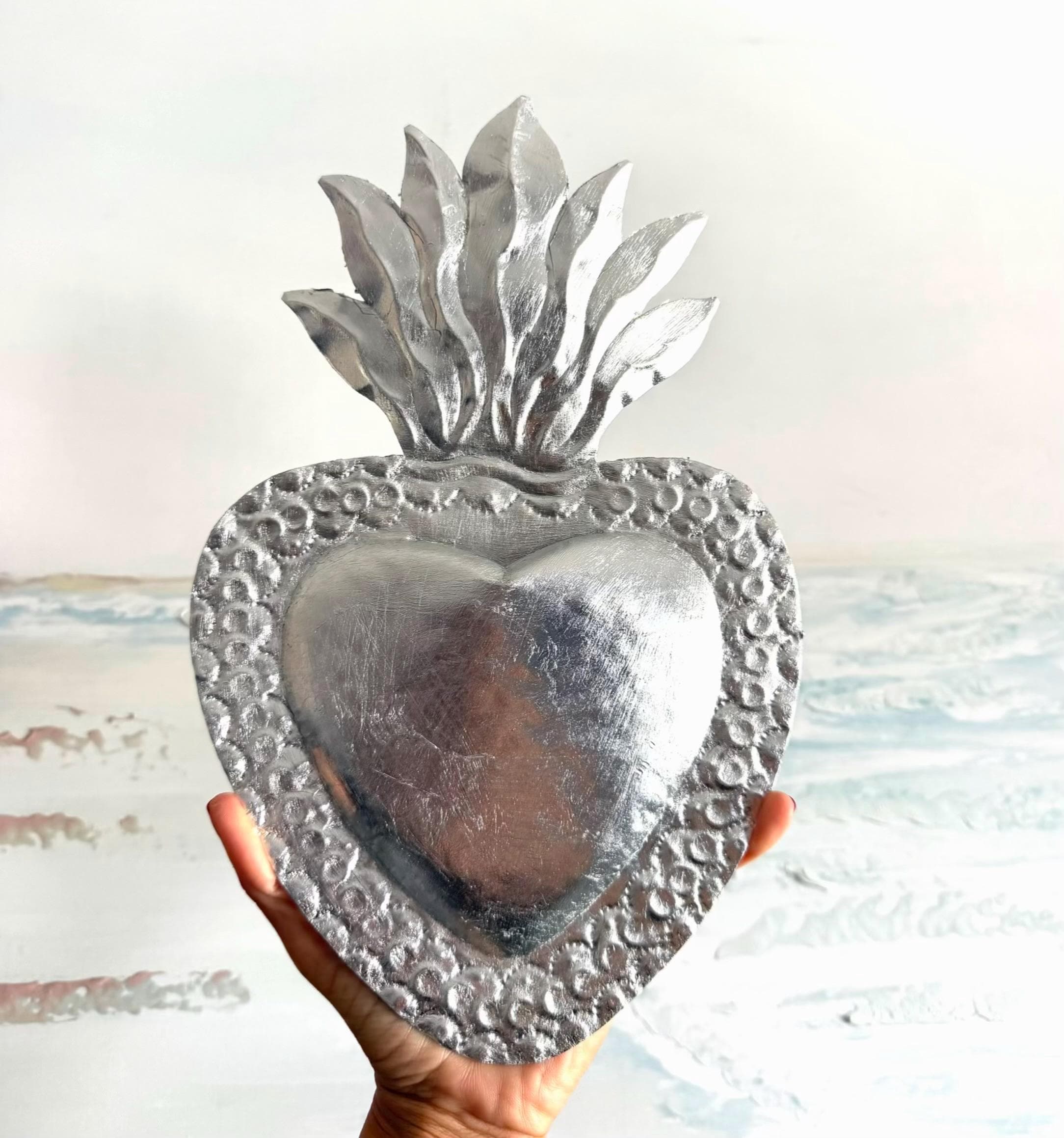 Tin Ex-Voto Charm, One Of A Kind, Large Hoja de Plata 8"x 12"