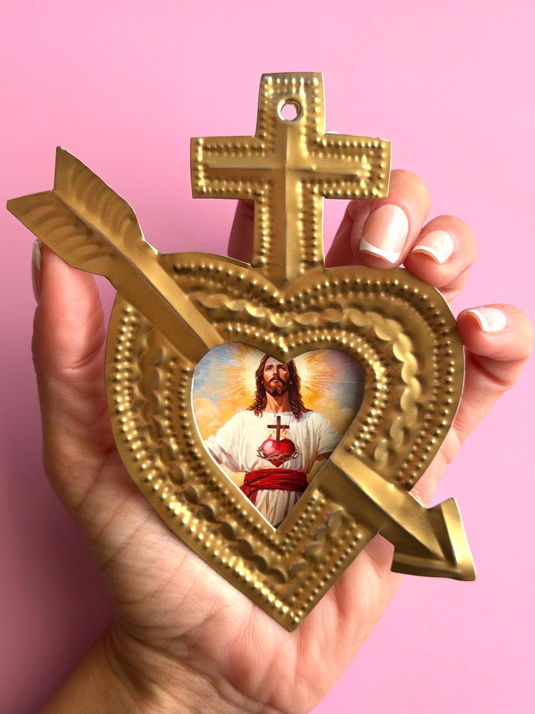 Milagro Heart Art, Gift For Mom, Nicho Jesus Christ