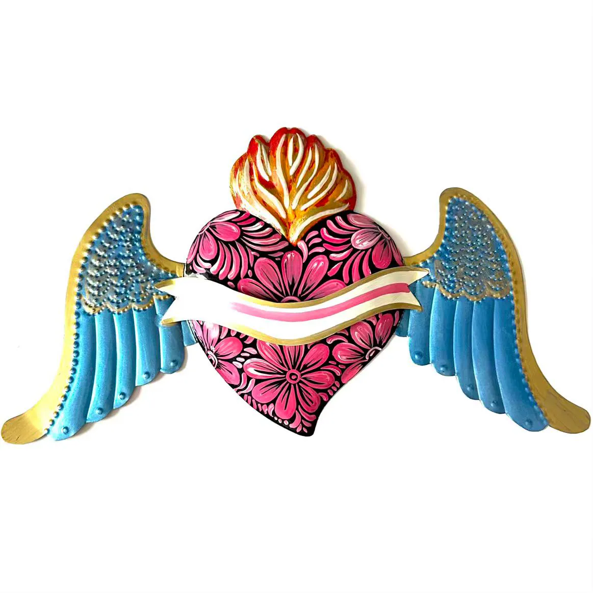 Pierced Tin Charm, Unique Gift Idea, Decorado Mate con Liston