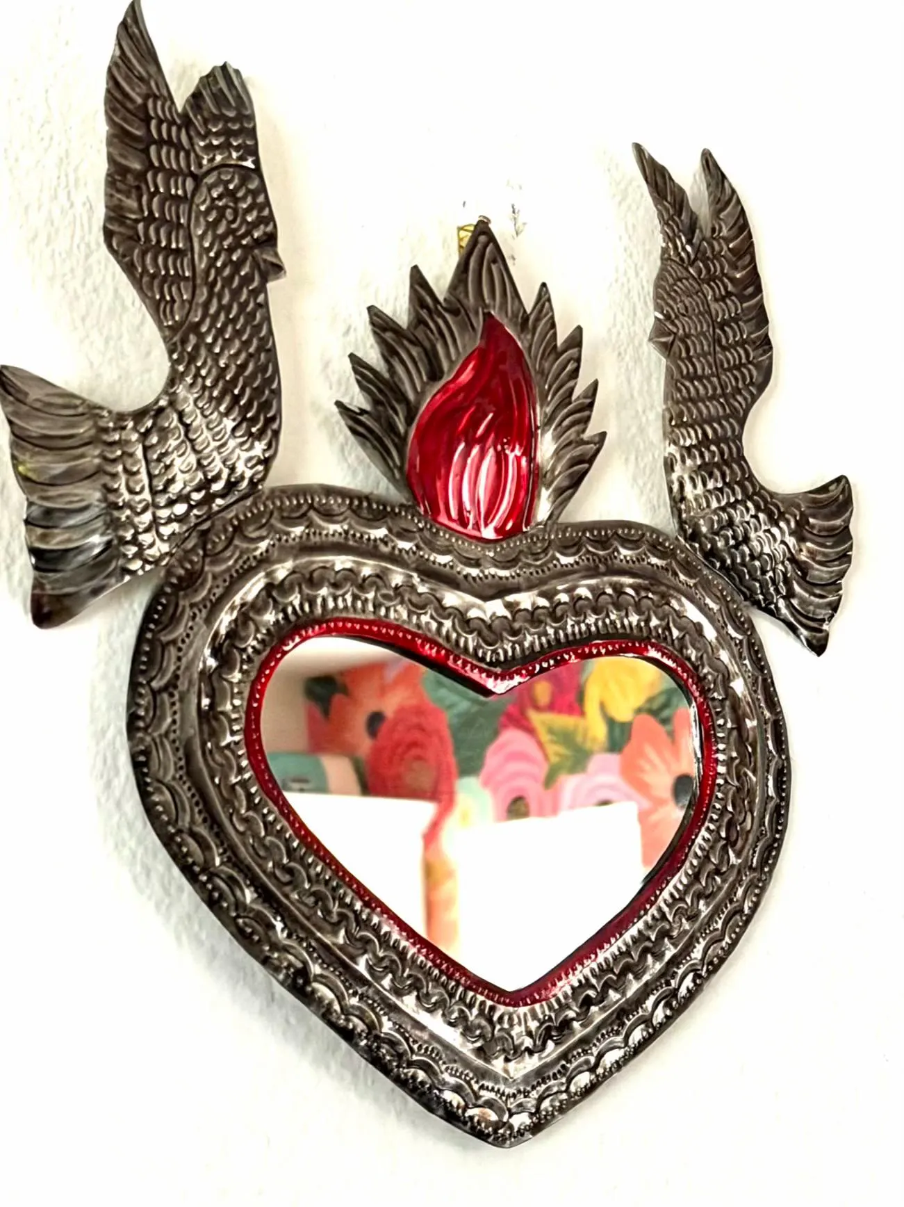 Tin Folk Art, Vintage-Style Decor, XL Pavonado Mirror