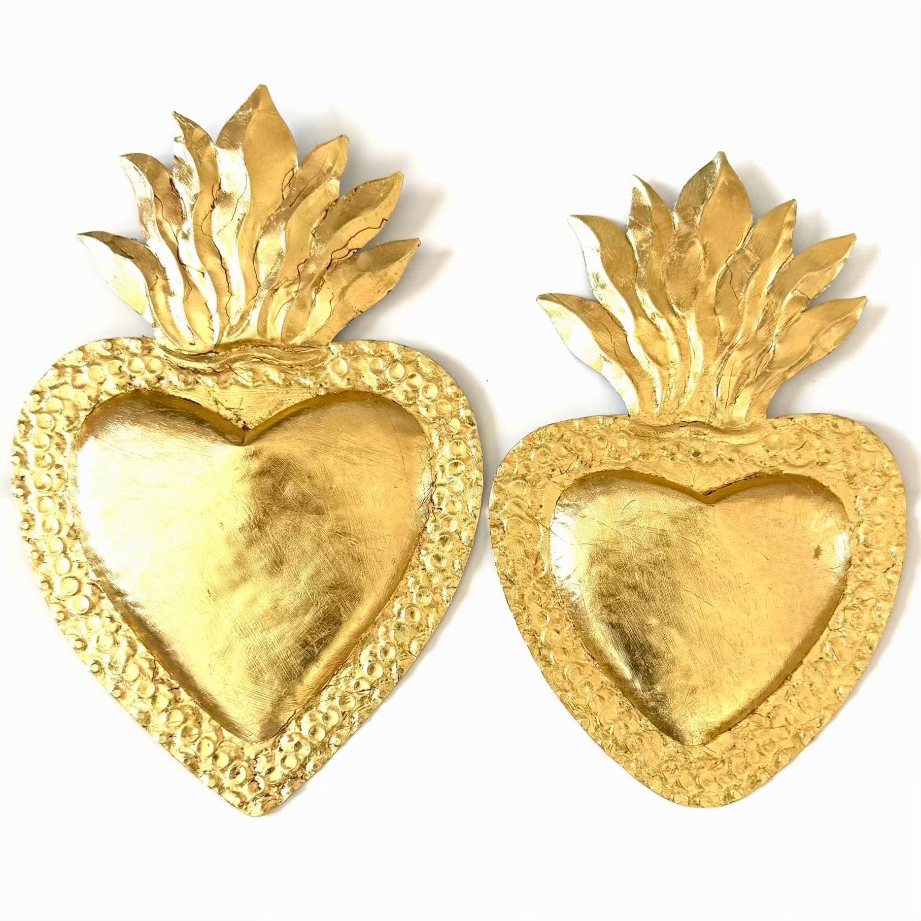 Large Hoja de Oro, Handcrafted Tin Sacred Heart Wall Art, Mexican Home Decor, Ex-Voto Milagro Style