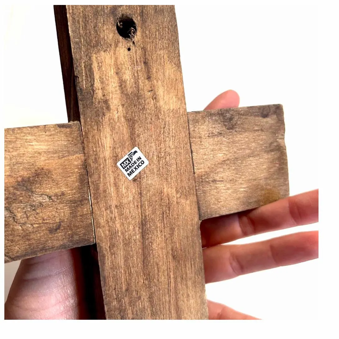 Tin Cross Charm, Confirmation Gift, Cruz con Corazon Sagrado 6.5"x 9.5"