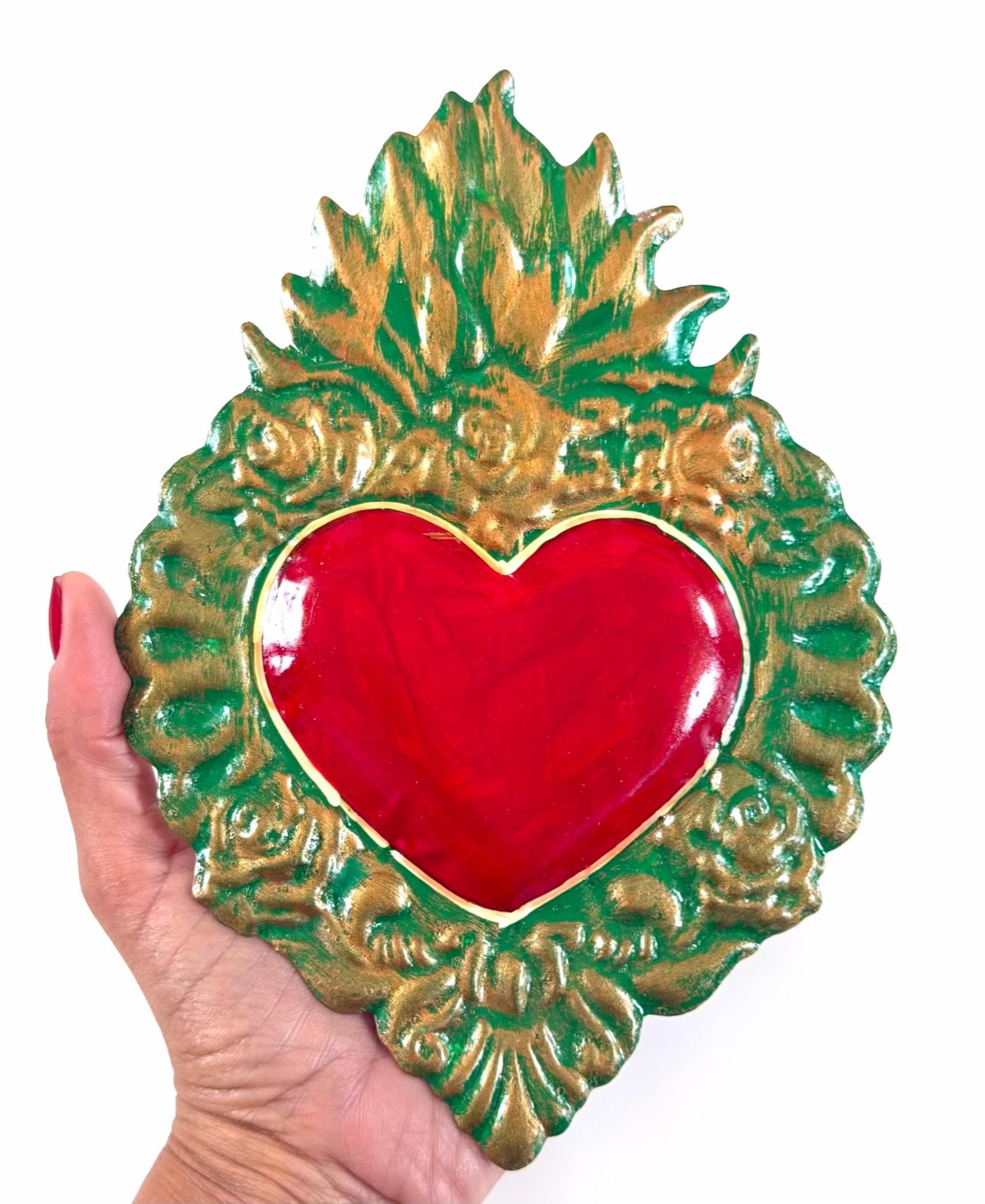 Hand-Cut Tin Heart, Housewarming Gift, Navidad Decorado 6"x 8"