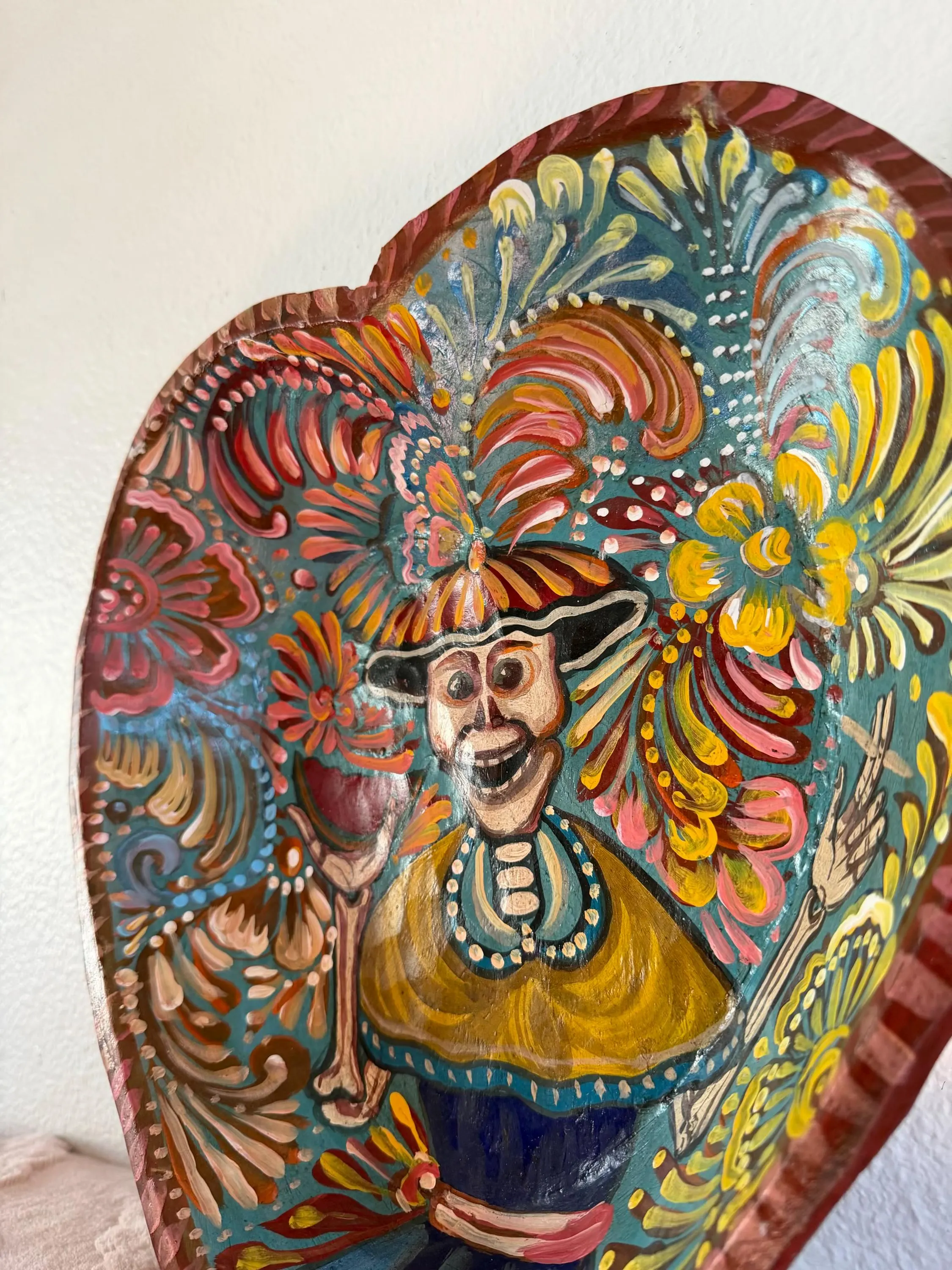 Day Of Dead Art, Unique Gift Idea, XXL Corazon Invertido Dia de Los Muertos