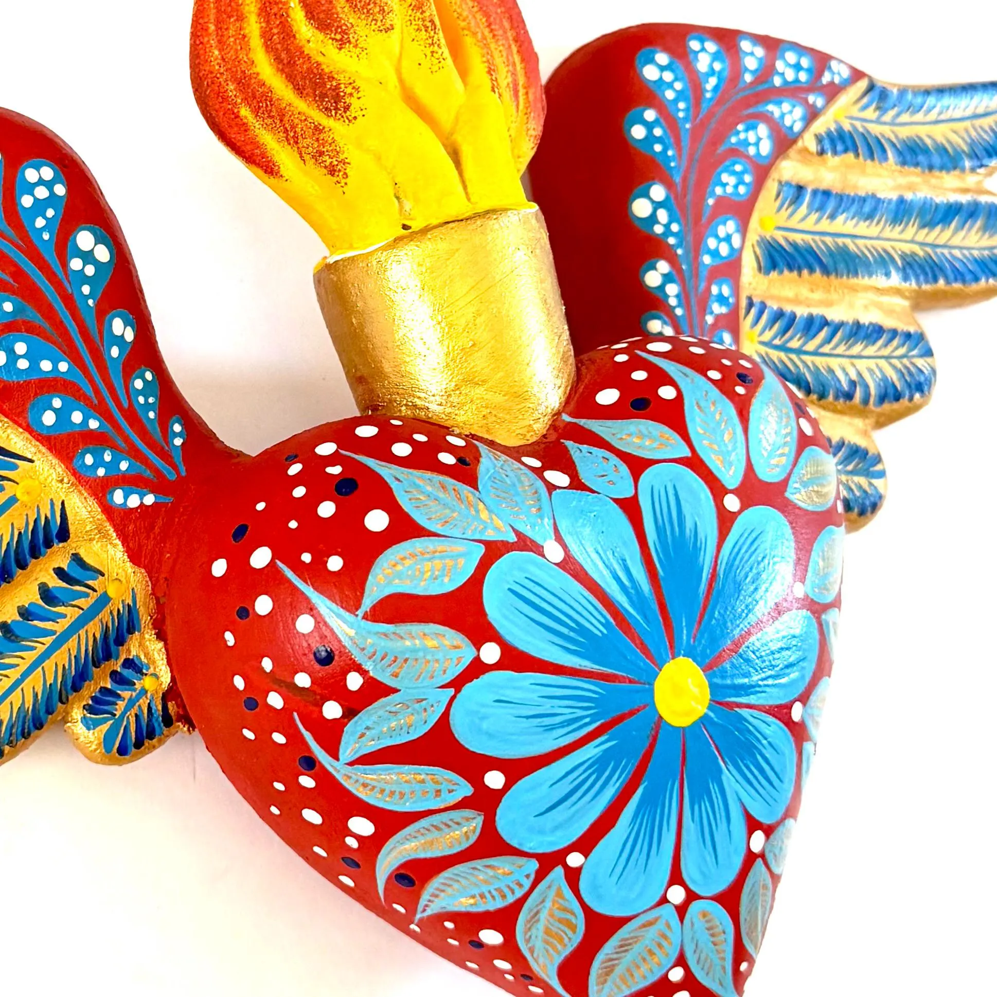 Ceramic Sacred Heart, Unique Gift For Her, Handmade Ceramic Heart with Wings 15"(long)