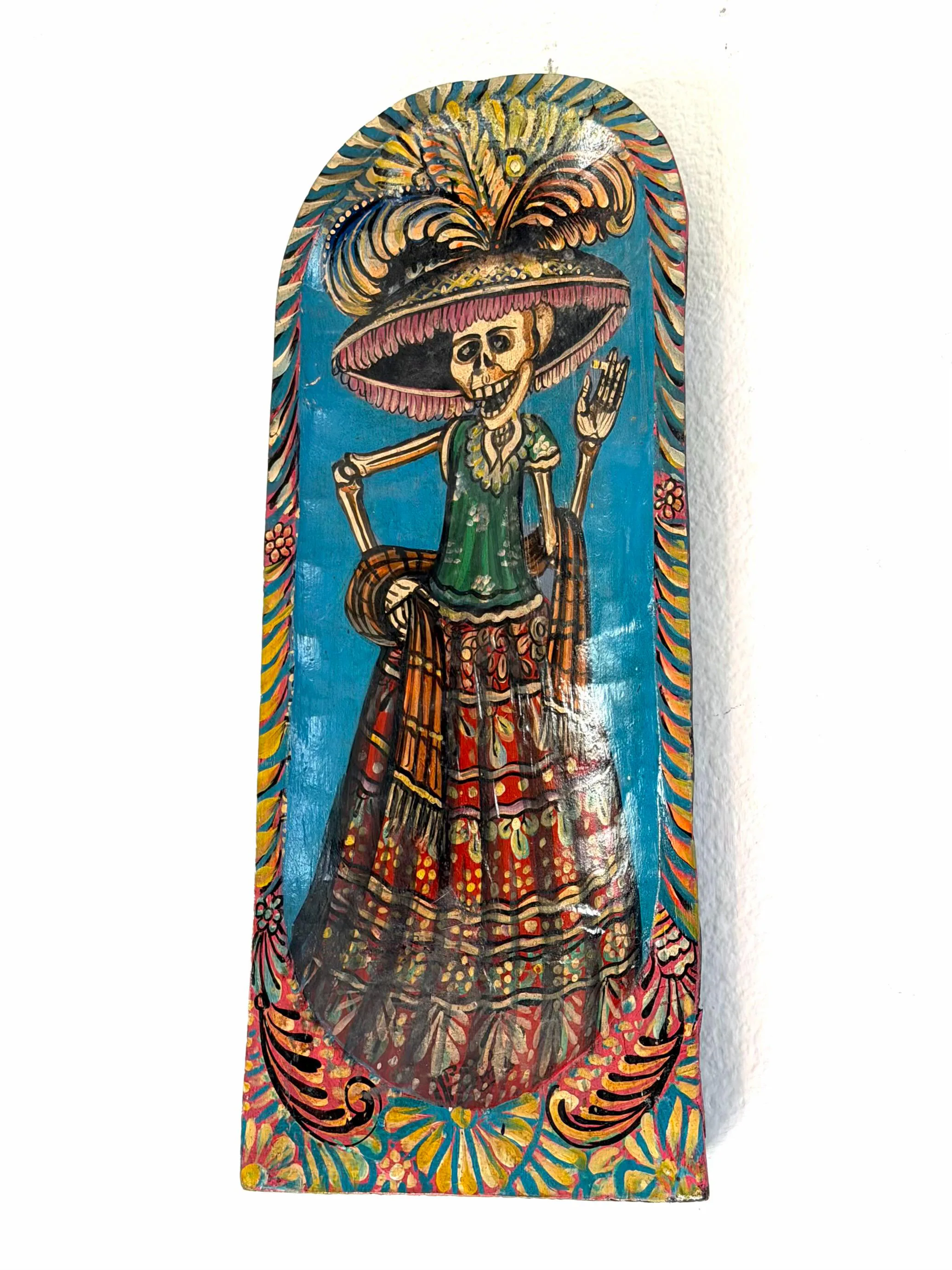 Skull Wall Decor, Ofrenda Gift Idea, XL Batea Dia de Los Muertos 20"(tall)