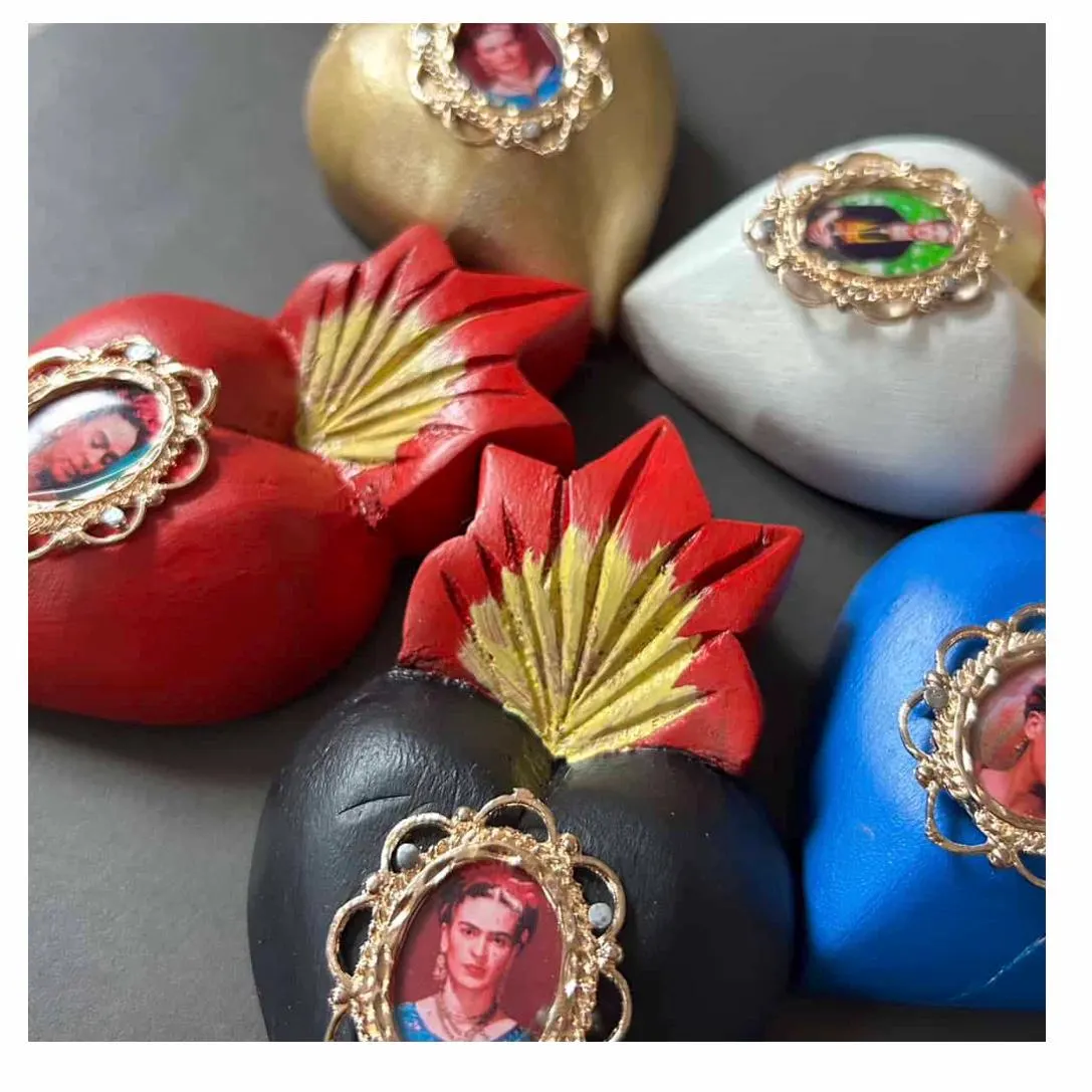 Frida Kahlo Wood Sacred Heart Milagro