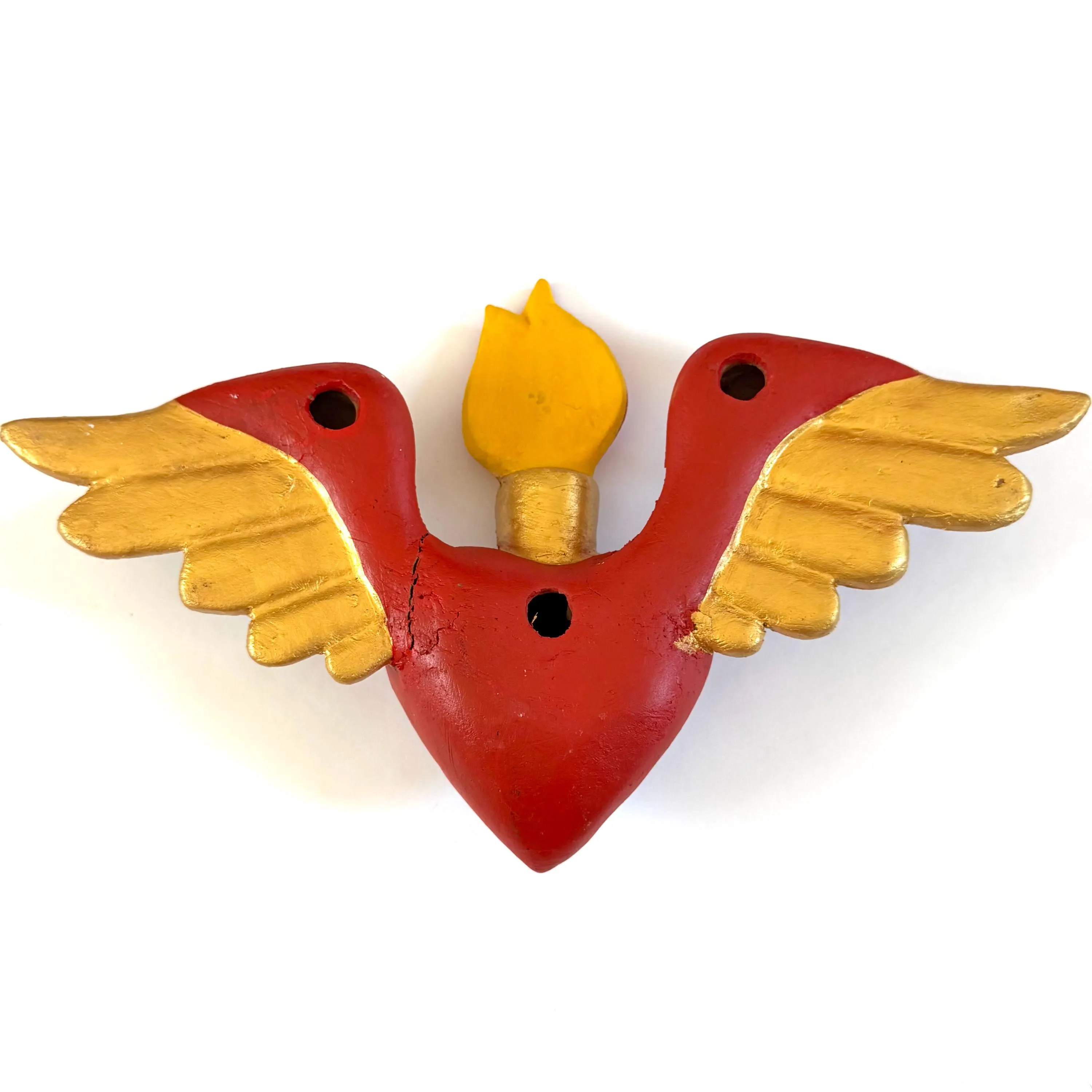 Ceramic Sacred Heart, Unique Gift For Her, Handmade Ceramic Heart with Wings 15"(long)