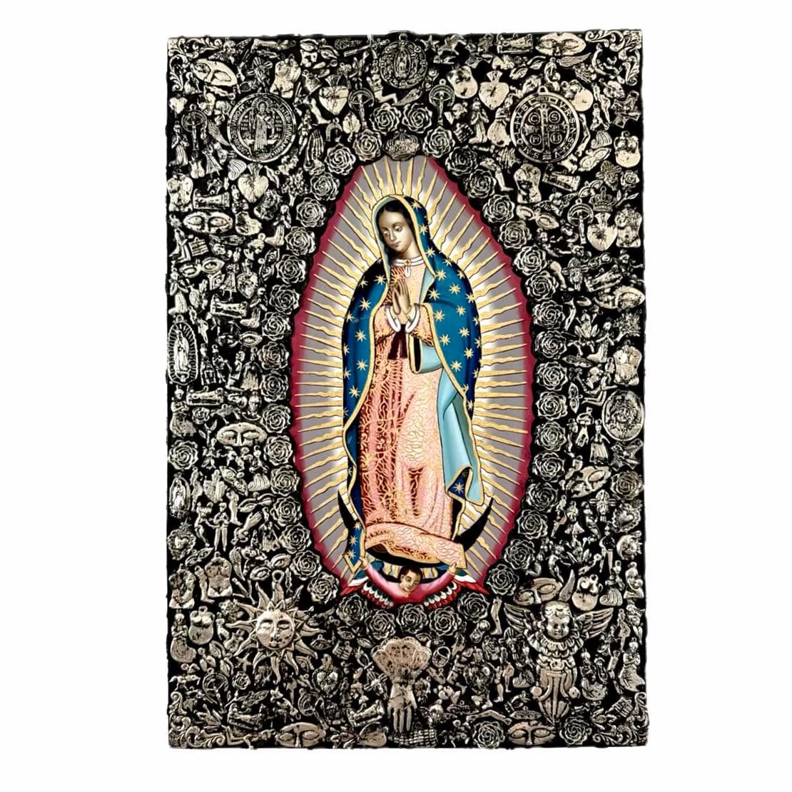 Guadalupe Retablo Art, Confirmation Gift, MAXI Oleo Retablo Guadalupe 24"(tall)