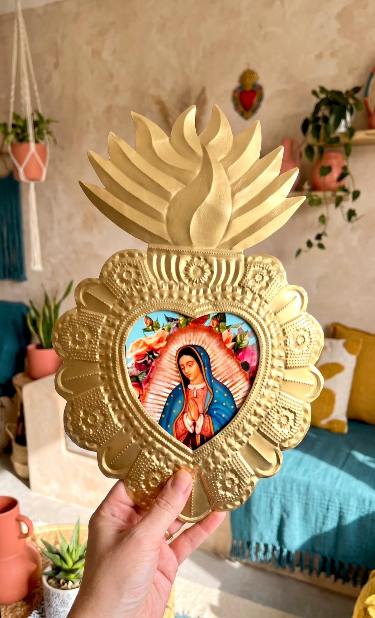 Virgin Mary Art, Gift For Abuela, XL Nicho Guadalupe 15.5"(tall)