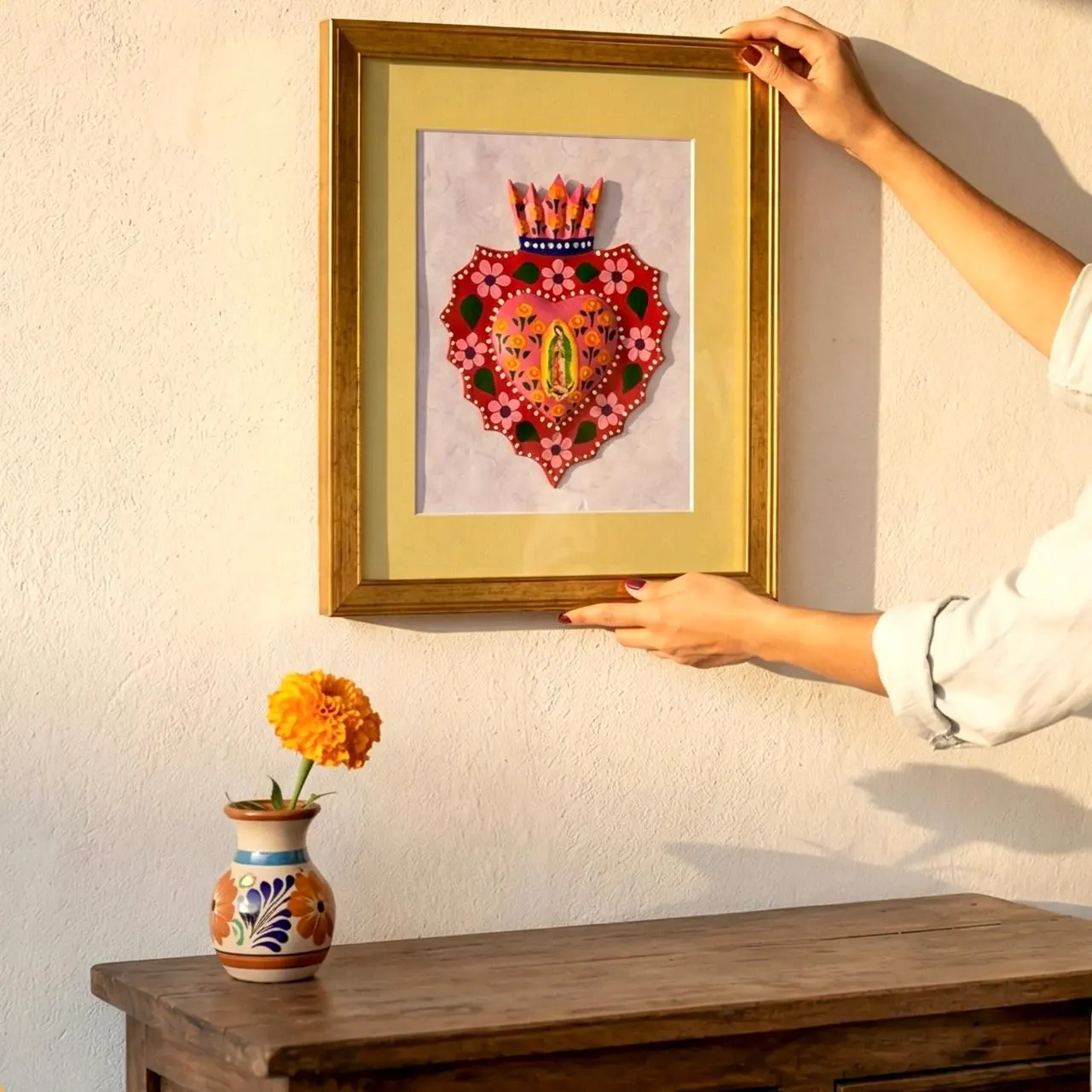 Framed Guadalupe Decorada Mate 12.25"x 15.25"