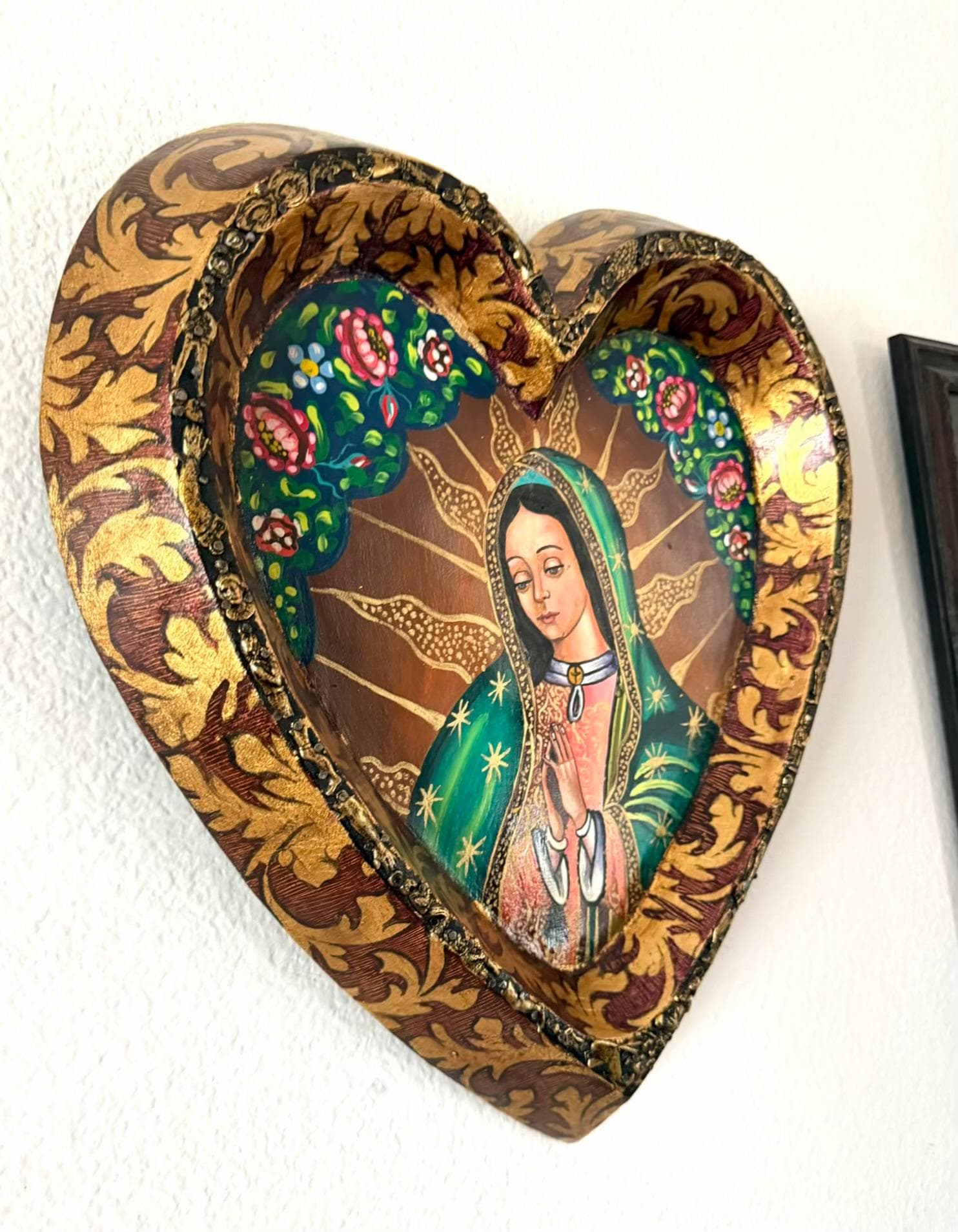 Guadalupe Nicho Shrine, Housewarming Gift, XXXL Hand Painted Guadalupe Oleo