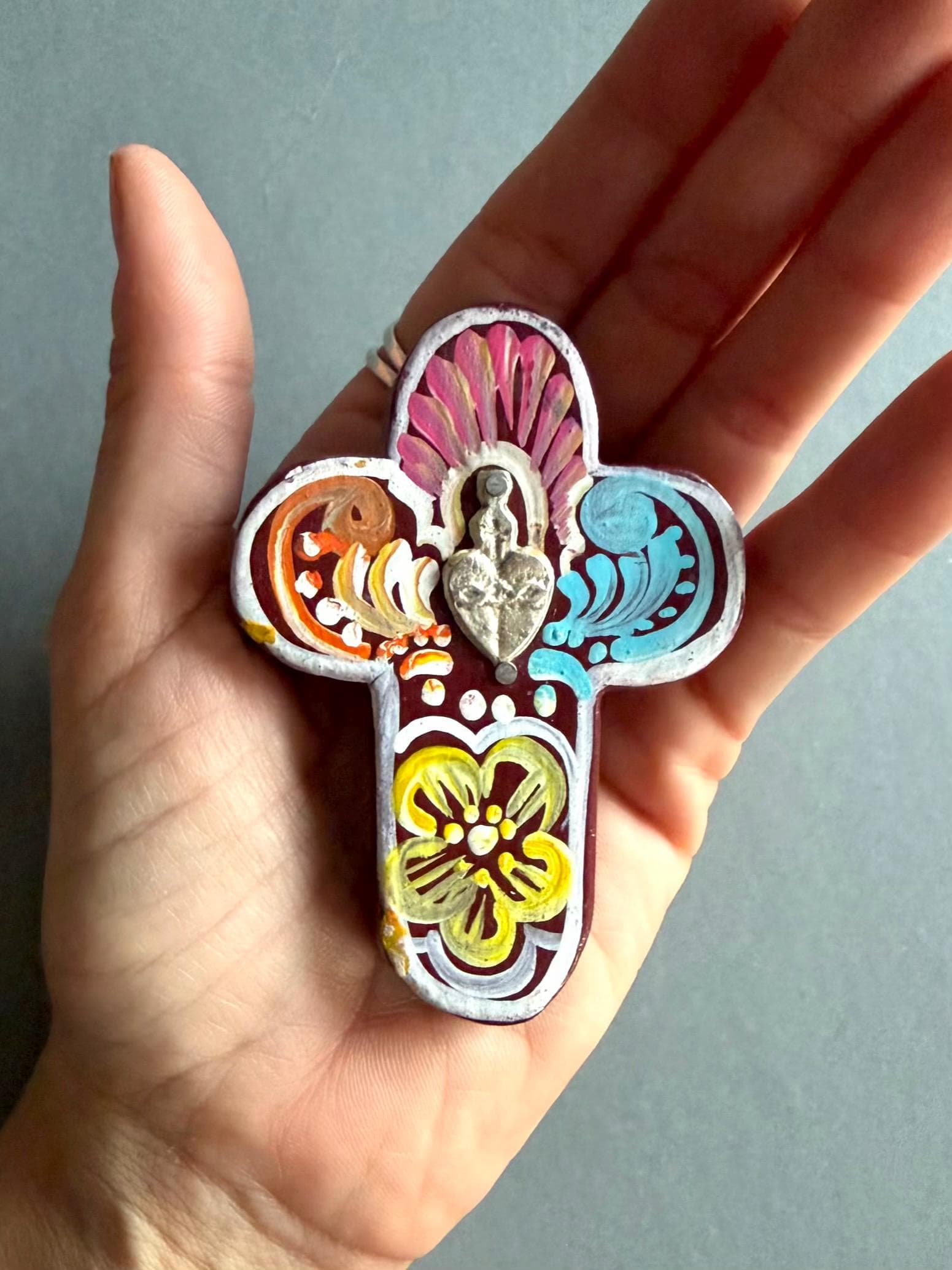 Pierced Tin Charm, Boho Wall Decor, Mini Decorada 3"