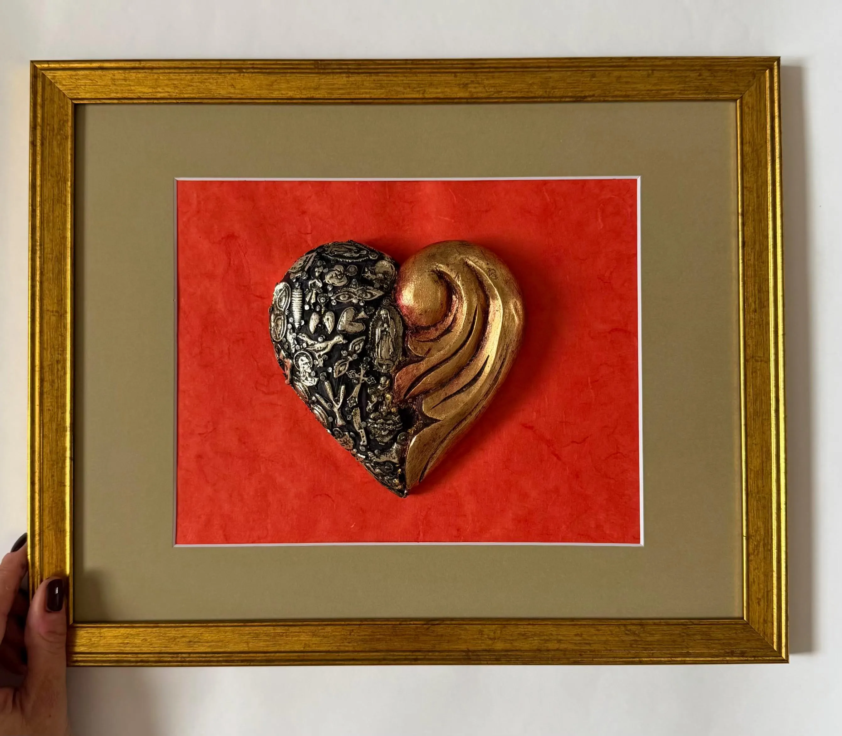 Guadalupe Devotional Art, Confirmation Gift, Framed Vintage Guadalupe Red 15.25"x 12.25"