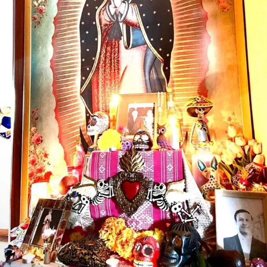 XL D.Muertos 20”(long), Handcrafted Sacred Heart Wall Art, Mexican Home Decor, Ex-Voto Milagro Style