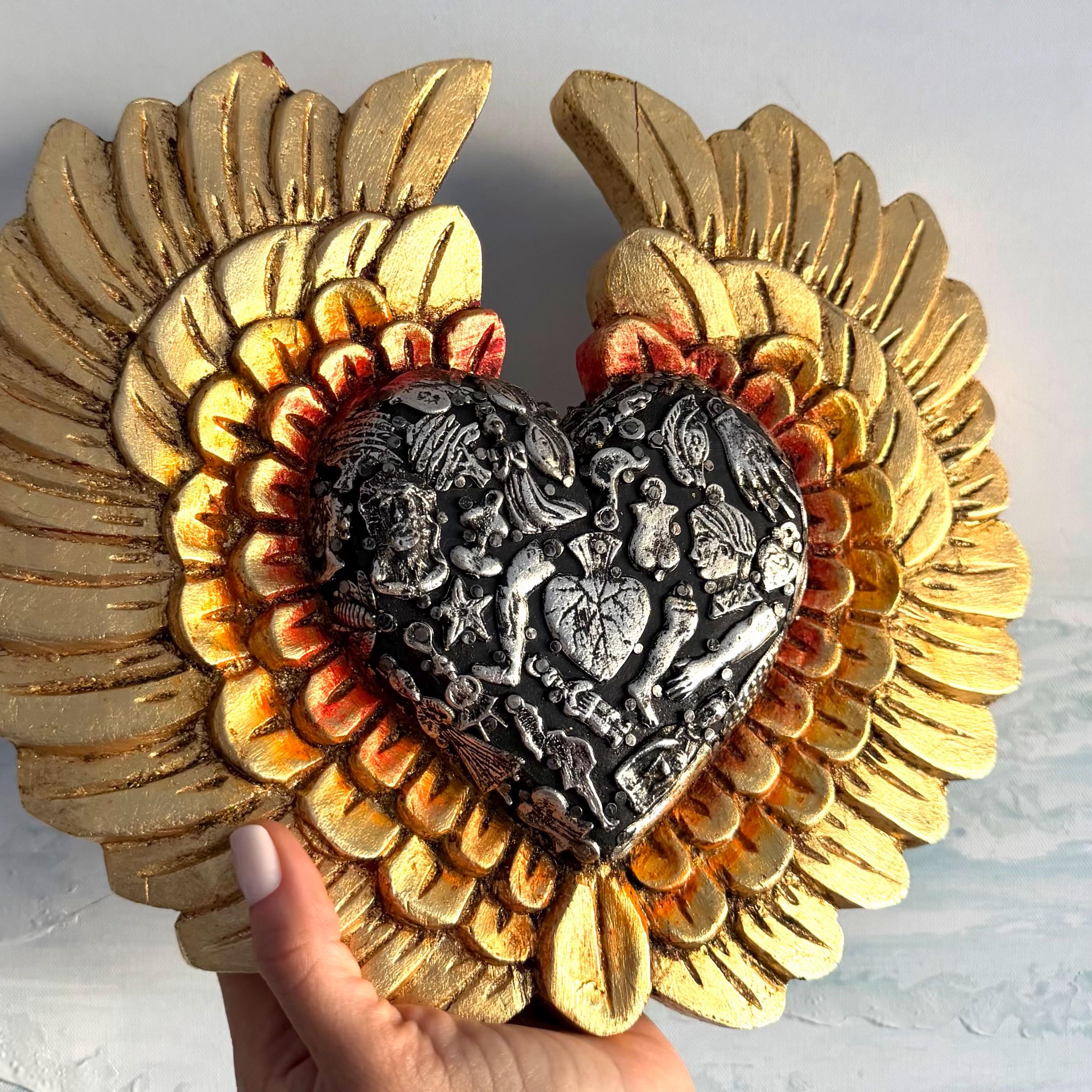 Rustic Wood Art, Unique Wall Gift, Hacienda Decor Wood Sacred Heart