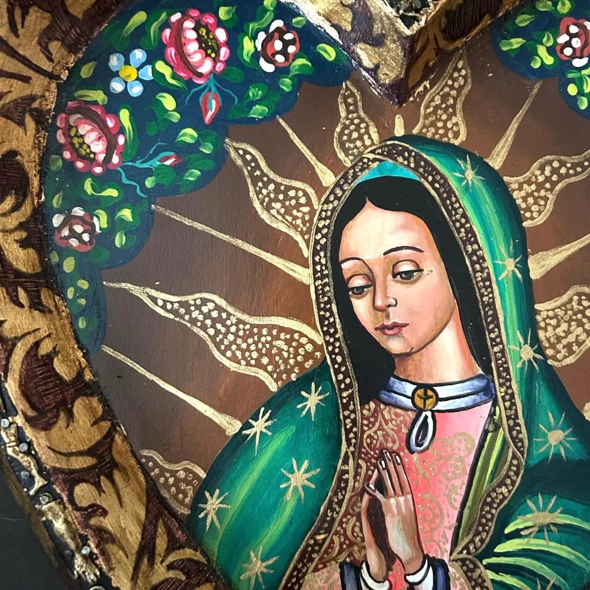 Guadalupe Nicho Shrine, Housewarming Gift, XXXL Hand Painted Guadalupe Oleo