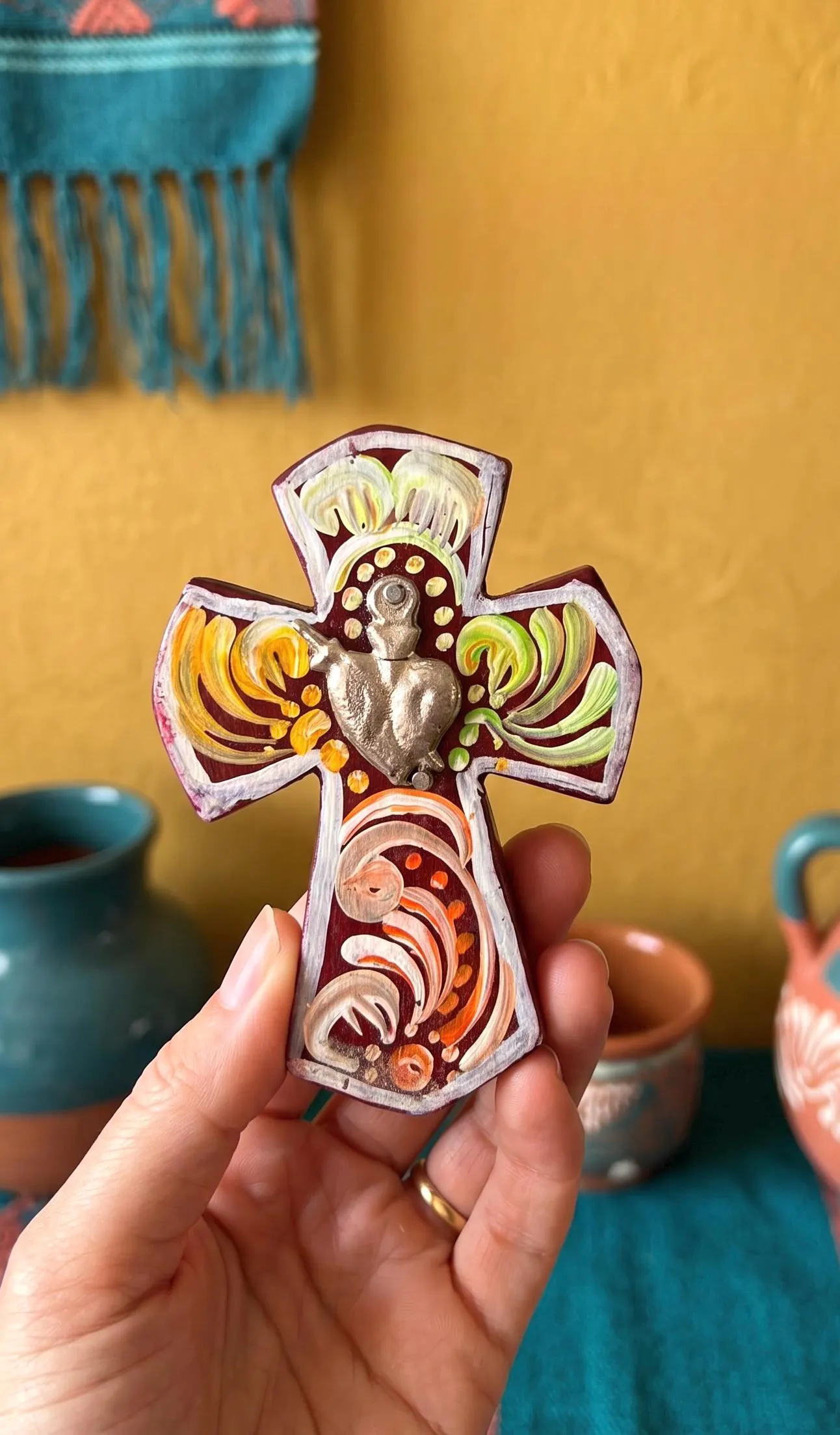 Pierced Tin Charm, Boho Wall Decor, Mini Decorada 3"