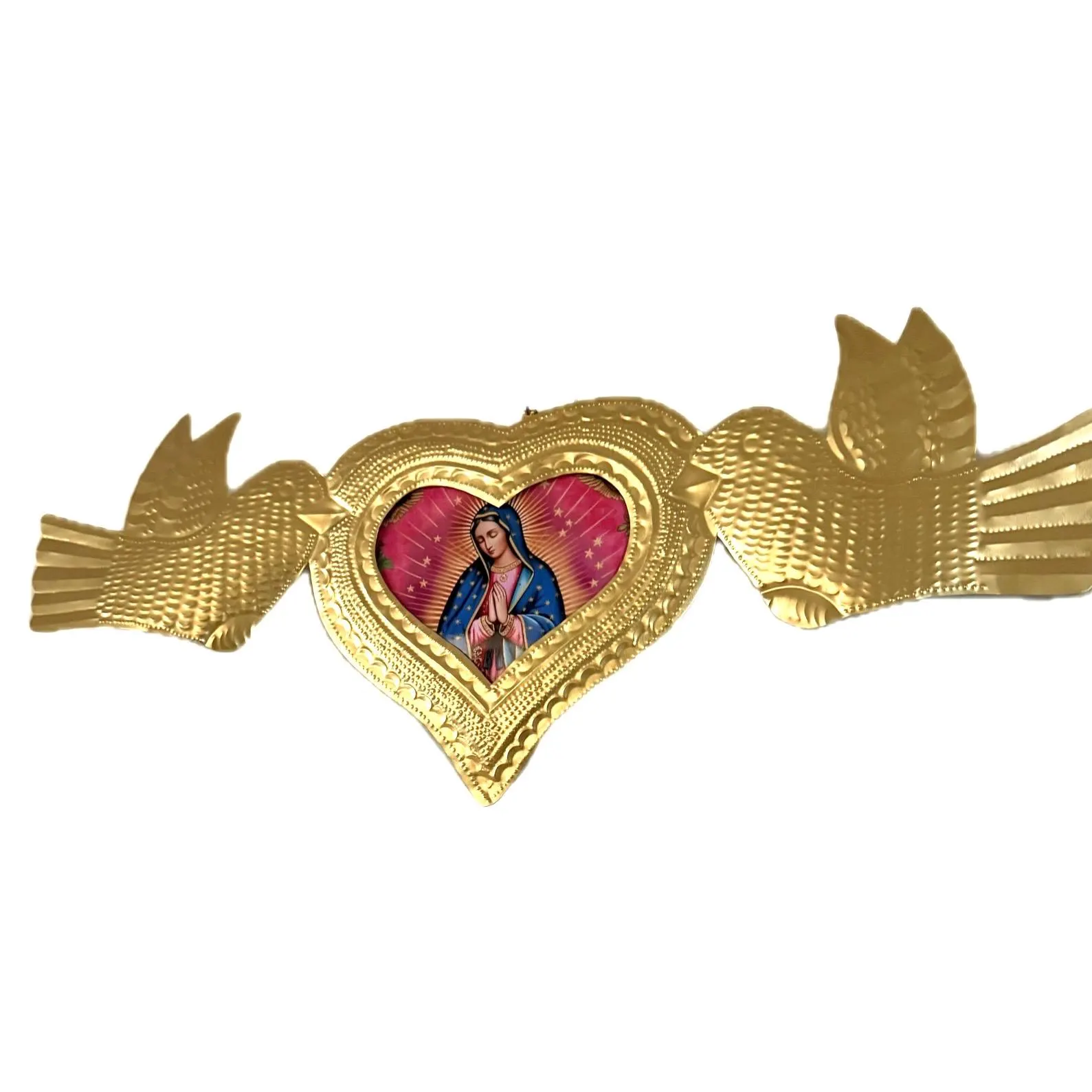 Guadalupe Retablo Art, Home Altar Piece, XL 19.5"(long) Nicho Guadalupe Gold