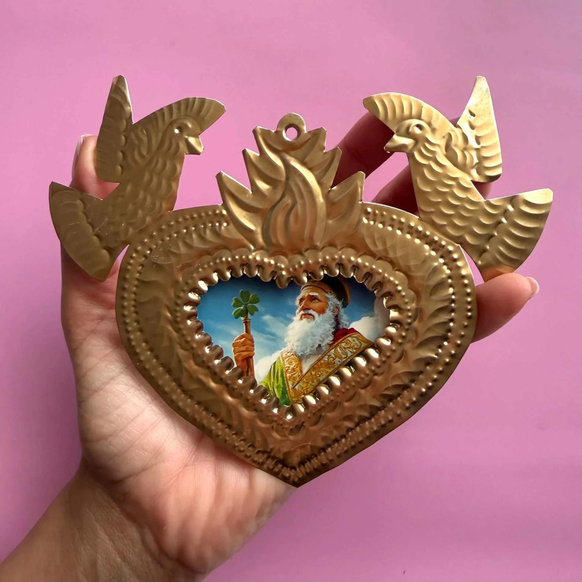 Punched Tin Heart, Unique Gift Idea, Nicho San Patricio / Saint Patrick