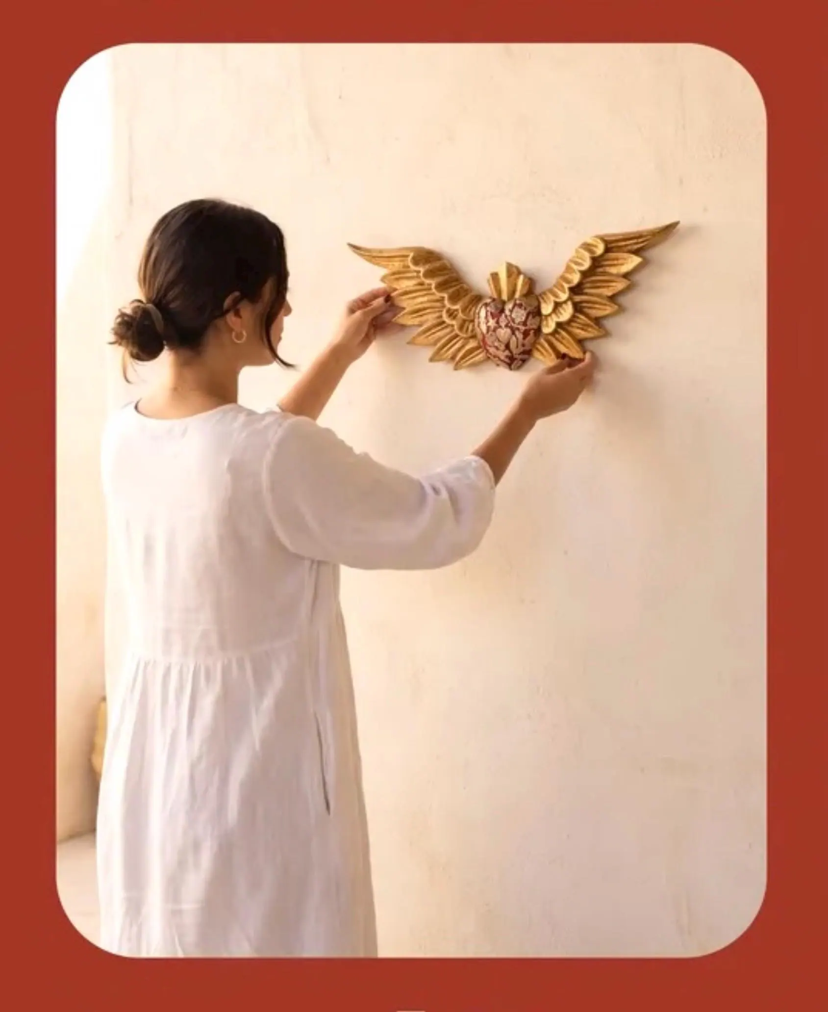 Carved Wood Heart, Unique Wall Gift, Abiertas Wood Sacred Heart